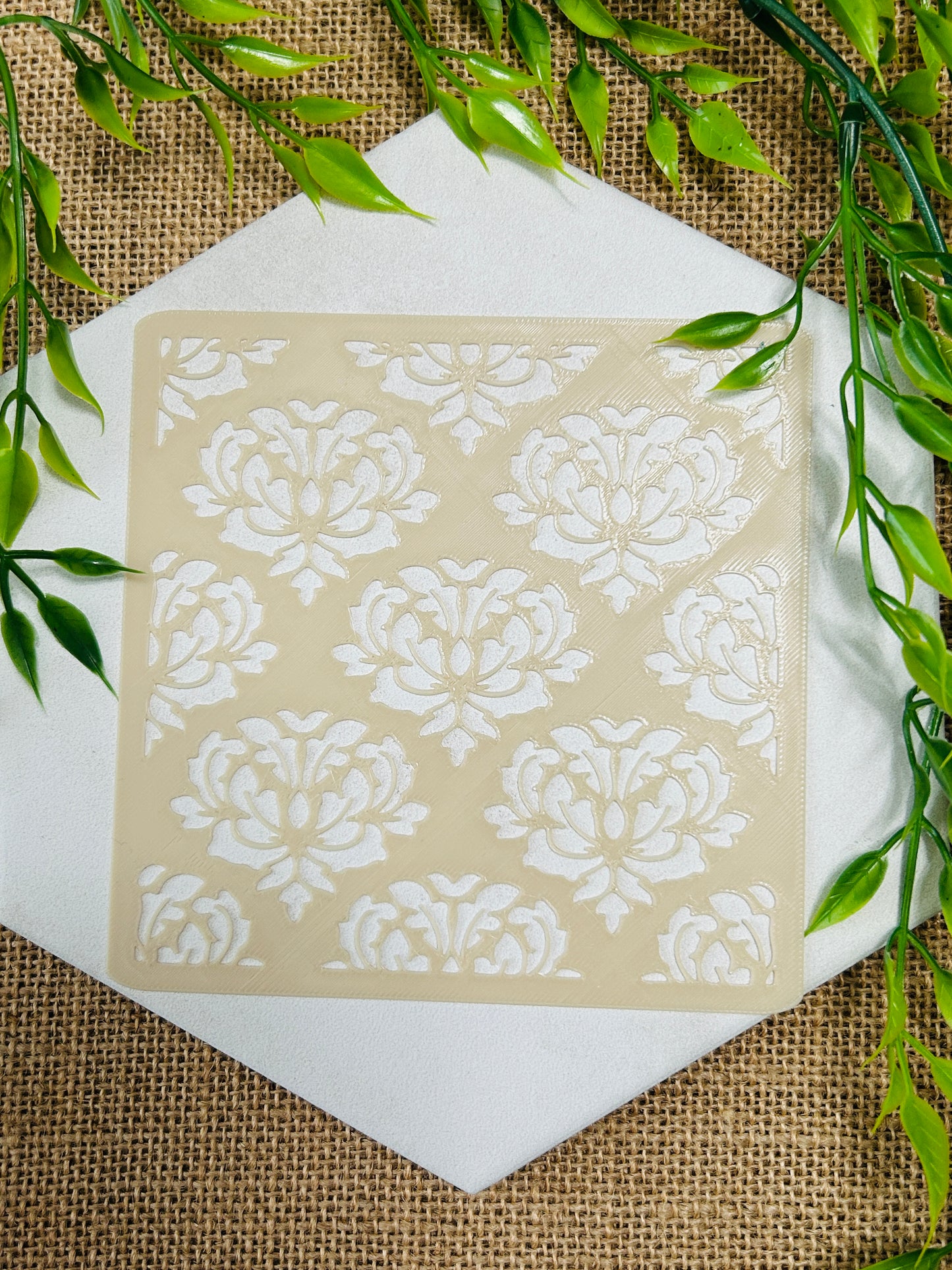 Damask Pattern Style 1 Stencil For Polymer Clay