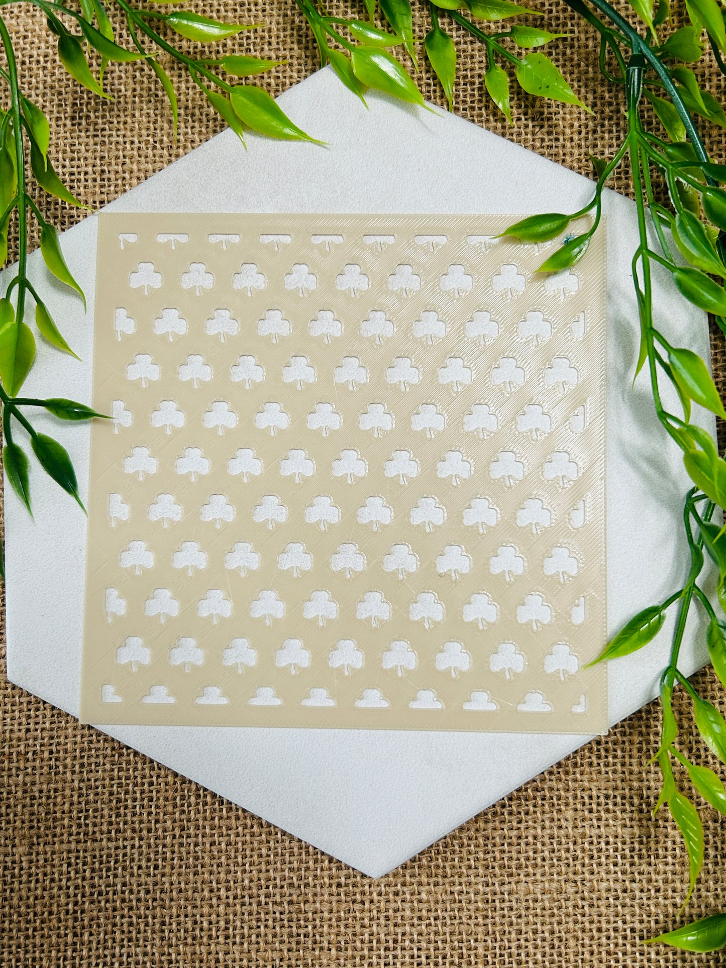 3 Leaf Clover Shamrocks Pattern Stencil For Polymer Clay