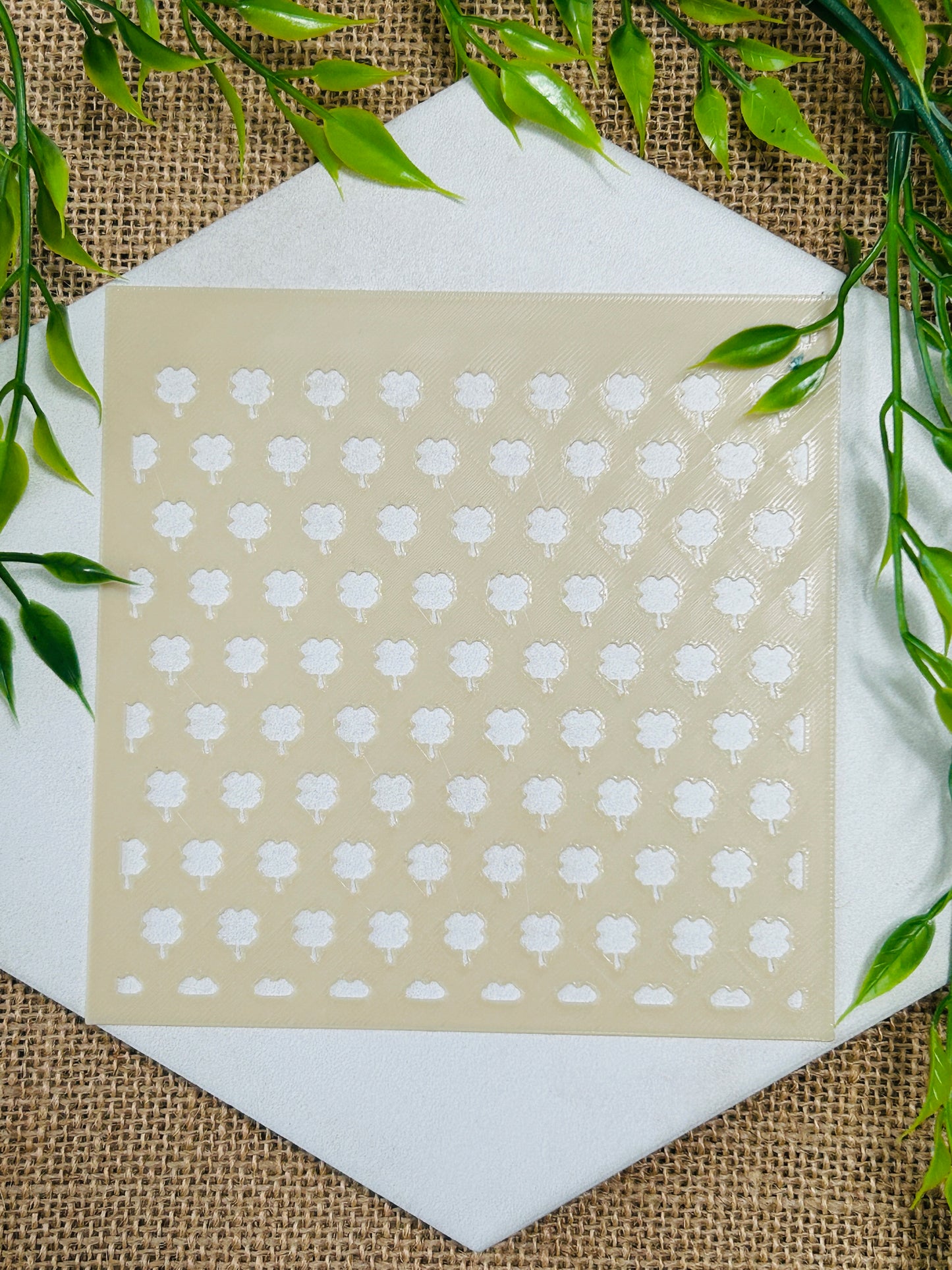 4 Leaf Clover Shamrocks Pattern Stencil For Polymer Clay