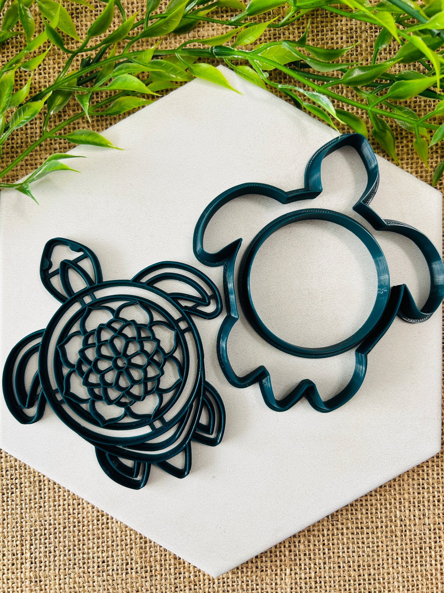 3pc Floral Mandala Turtle Imprint Trinket Dish Coaster Or Wall Hanging Imprinted Polymer Clay Cutter 4 Sizes YOU CHOOSE
