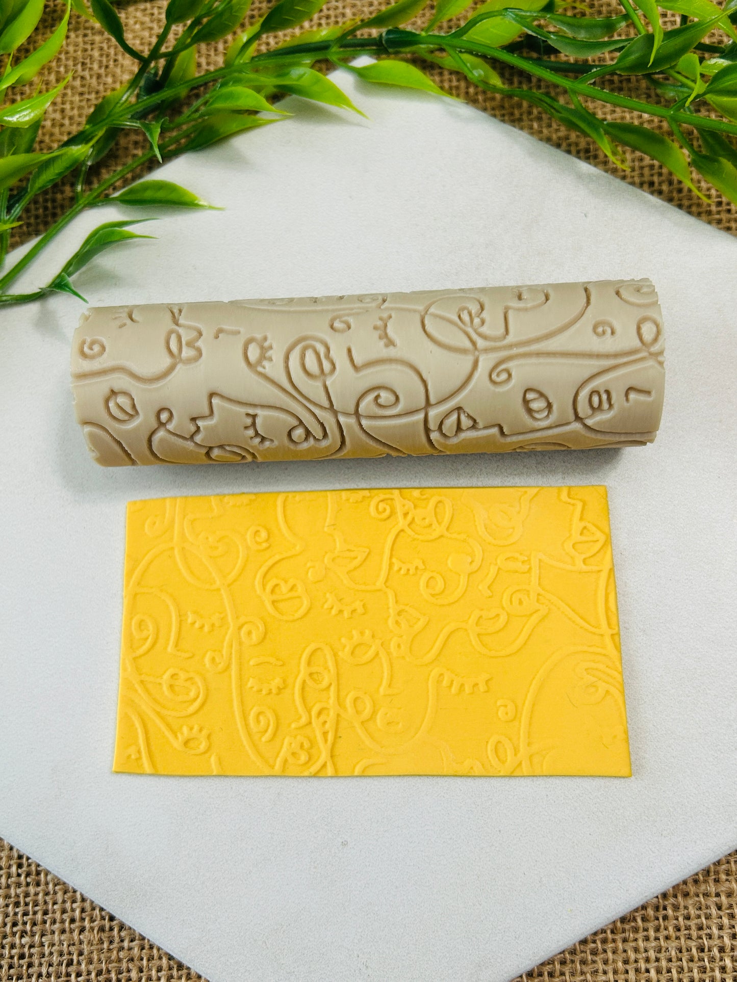 Abstract Faces Pattern Texture Roller For Polymer Clay 2 Styles YOU CHOOSE