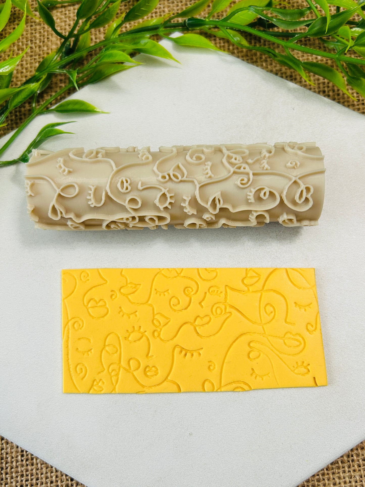 Abstract Faces Pattern Texture Roller For Polymer Clay 2 Styles YOU CHOOSE