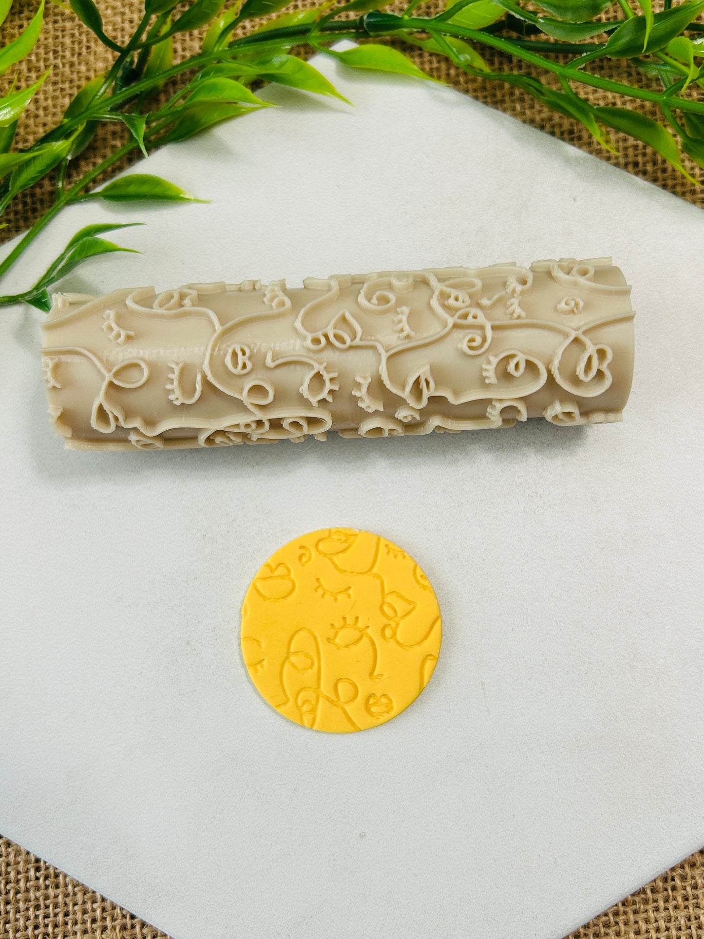 Abstract Faces Pattern Texture Roller For Polymer Clay 2 Styles YOU CHOOSE