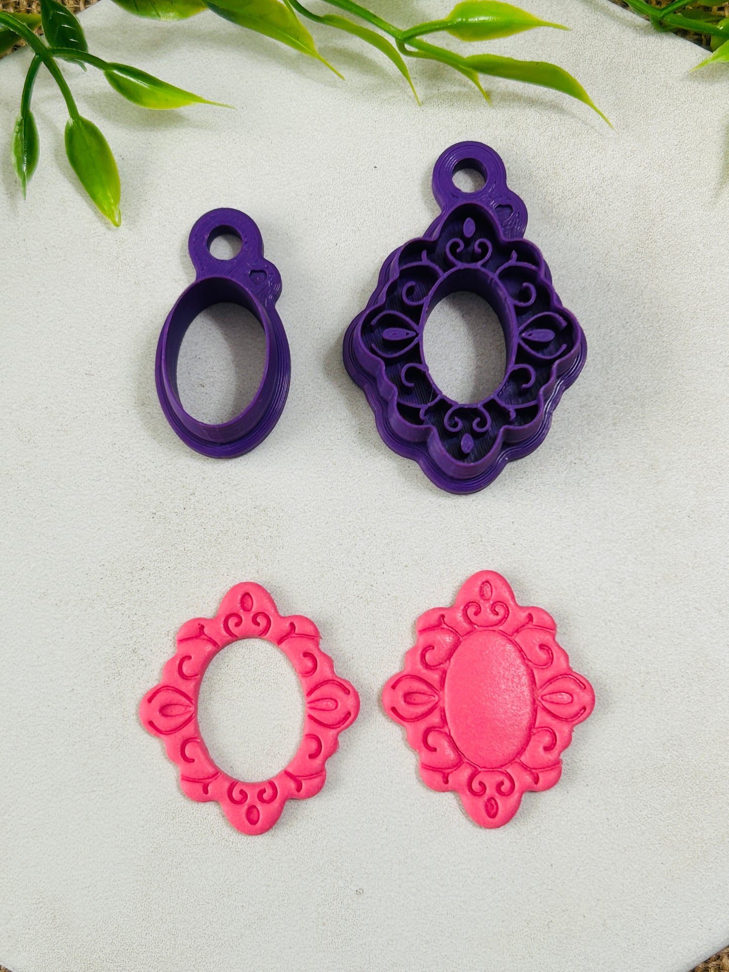 2pc Fancy Frame with Center Cut Out Polymer Clay Cutter Set 2 Sizes You Choose