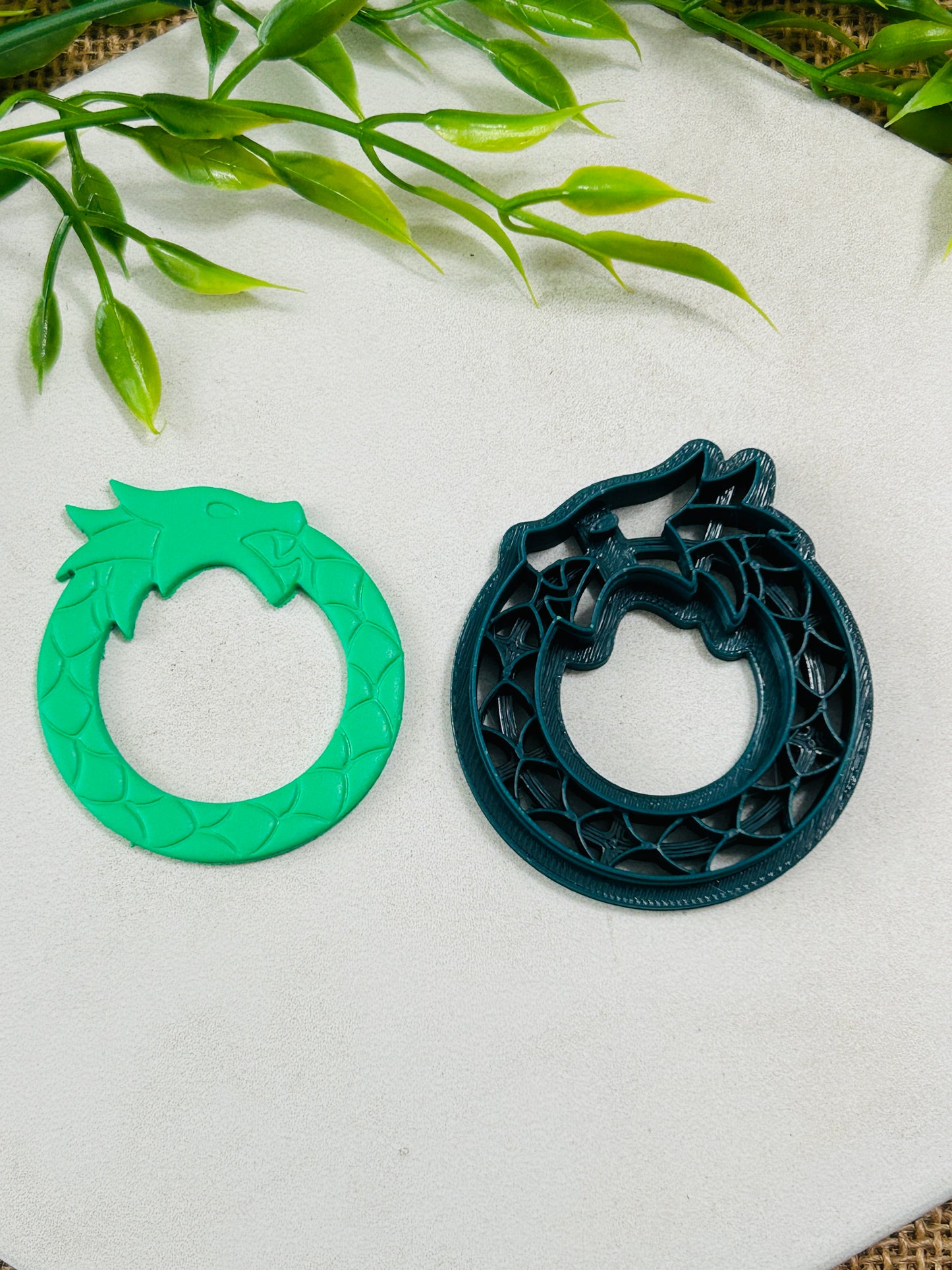 Dragon Frame Imprint or Cut Out Center Polymer Clay Cutter Set 5 Sizes and 2 Styles You Choose