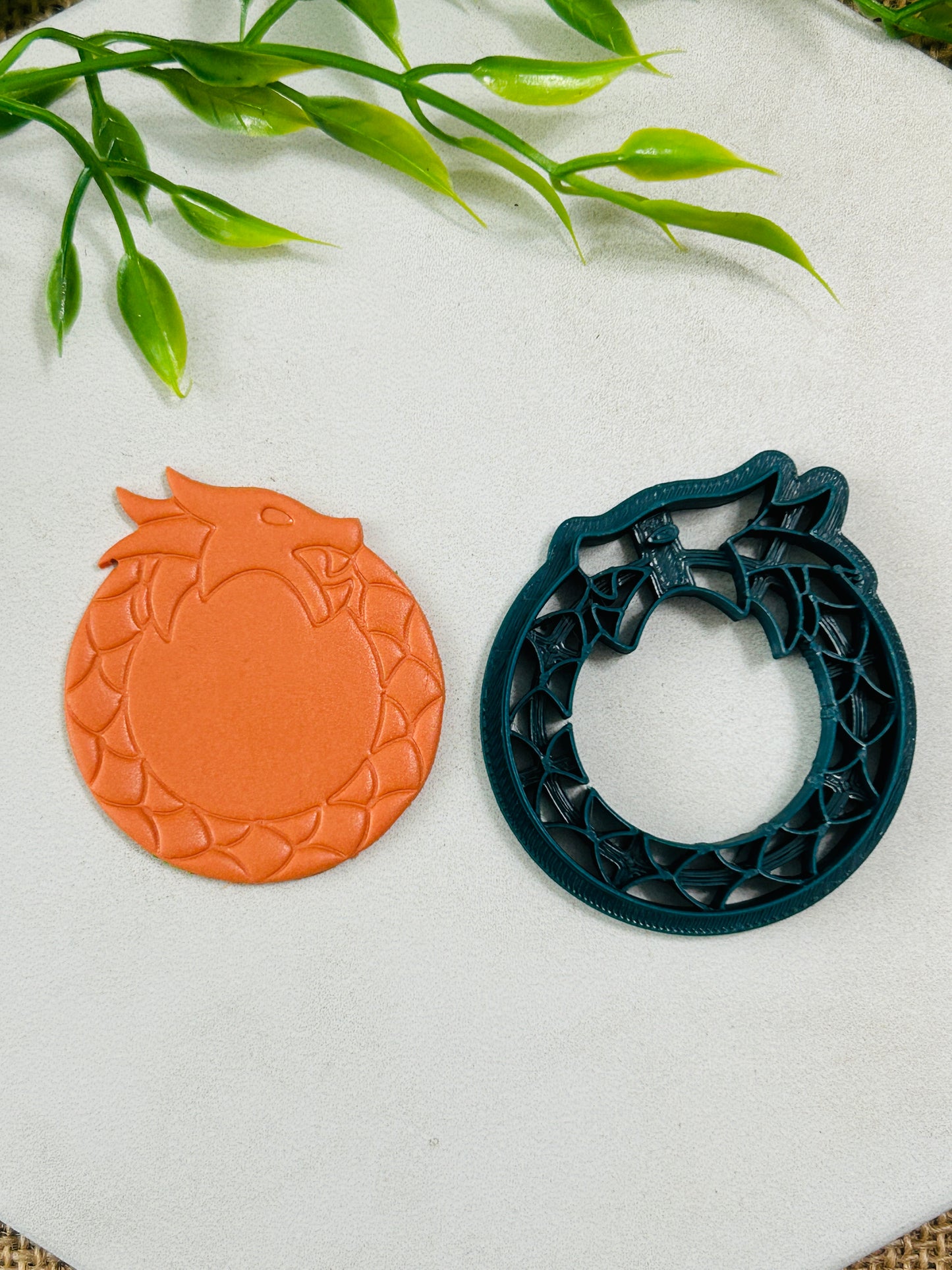 Dragon Frame Imprint or Cut Out Center Polymer Clay Cutter Set 5 Sizes and 2 Styles You Choose