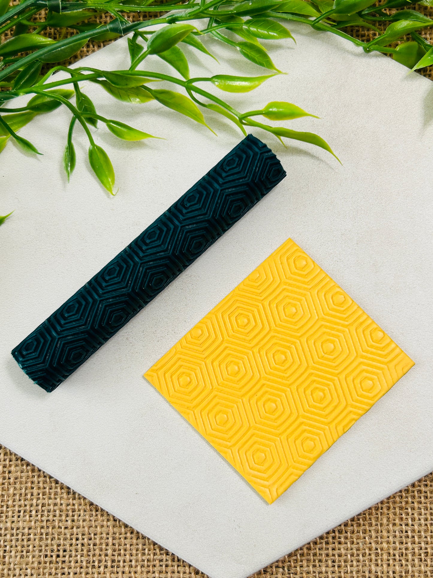 Hexagon Tile Pattern Texture Roller For Polymer Clay