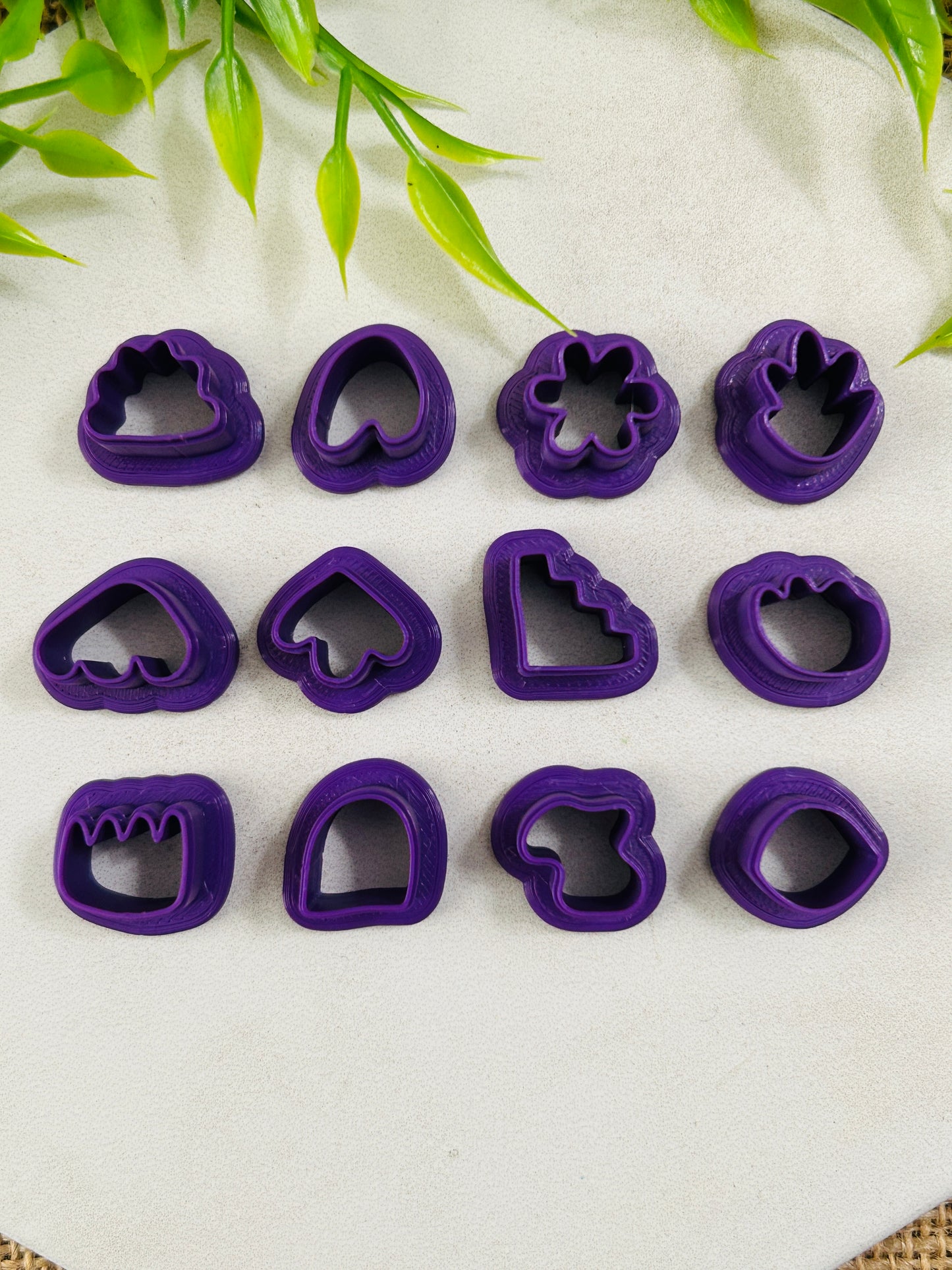 12Pc Assorted Organic Shape Slab or Stud 13mm Polymer Clay Cutter Set