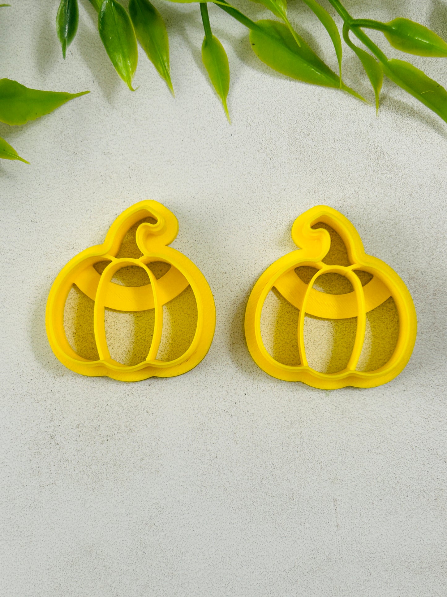 2pc Mirrored Curved Long Stem Pumpkin Imprint Polymer Clay Cutter Set 8 Sizes You Choose