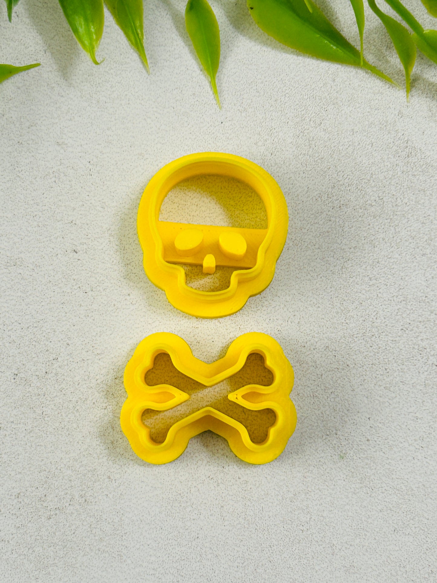 2pc Skull and Crossbones Imprint Polymer Clay Cutter Set 11 Sizes You Choose