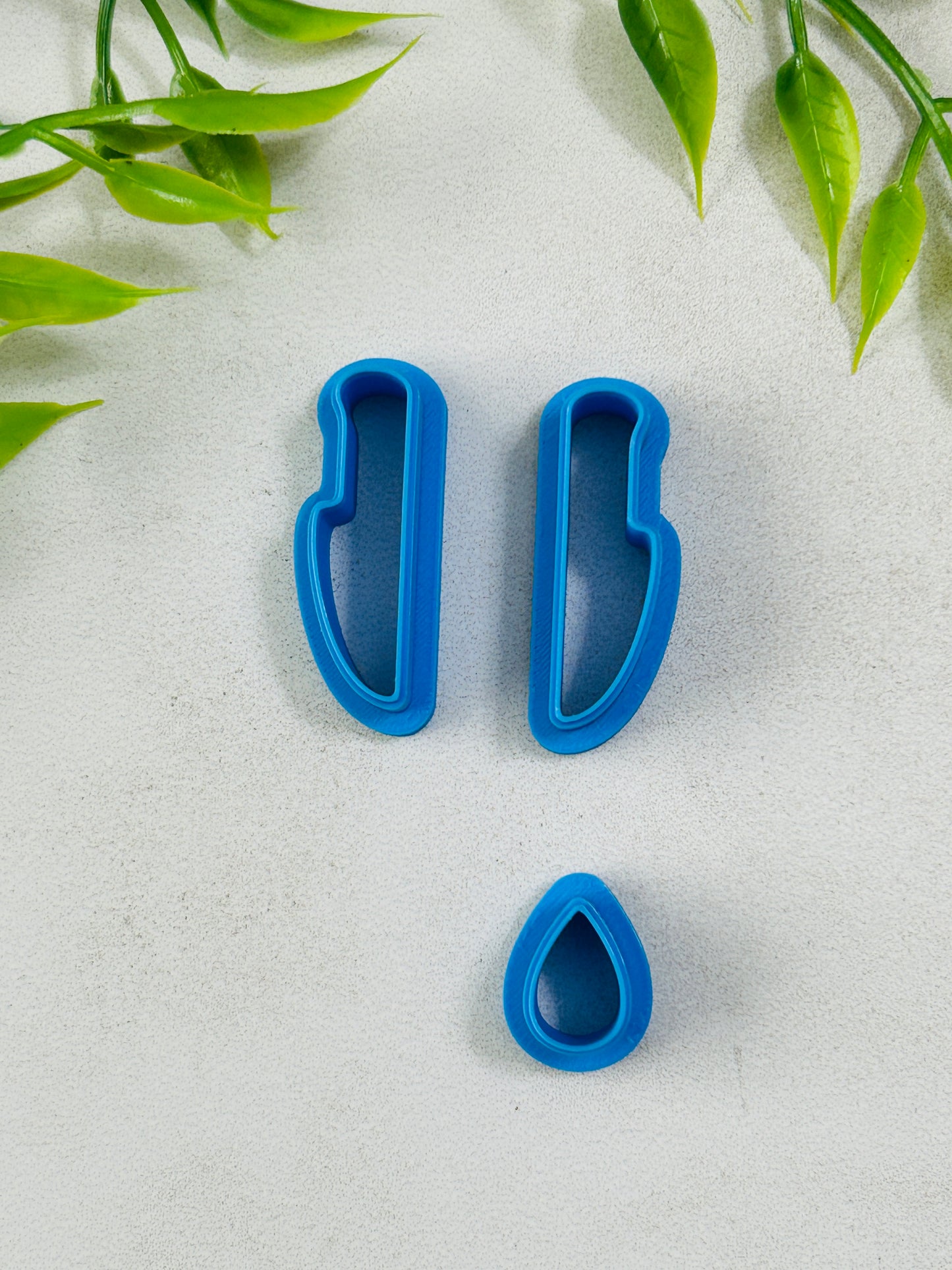 3pc Mirrored Knife and Drop Polymer Clay Cutter Set 11 Sizes You Choose