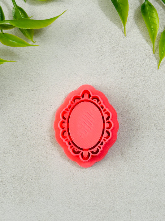 Fancy Decorative Oval Imprint Cameo Frame Style 6 Polymer Clay Cutter Set 5 Sizes You Choose