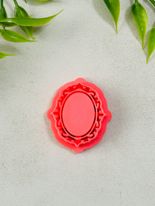 Fancy Decorative Oval Imprint Cameo Frame Style 5 Polymer Clay Cutter Set 5 Sizes You Choose