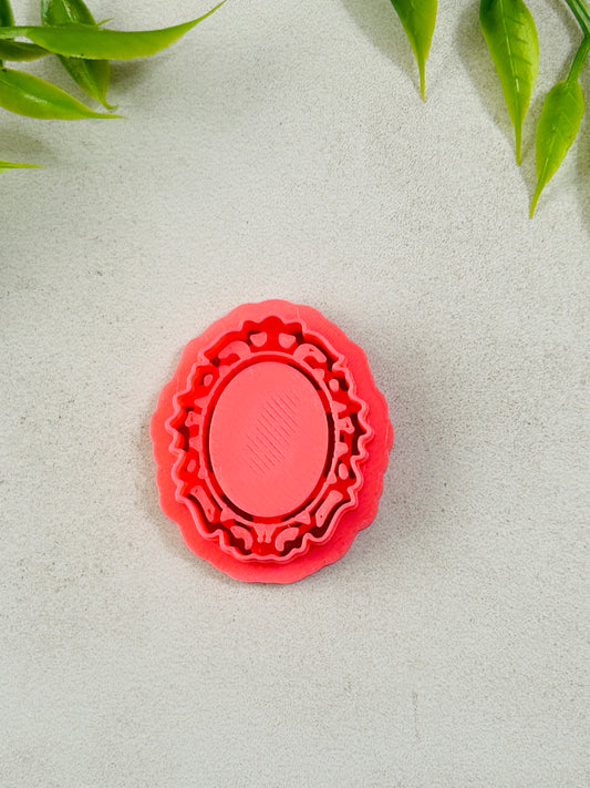 Fancy Decorative Oval Imprint Cameo Frame Style 4 Polymer Clay Cutter Set 5 Sizes You Choose