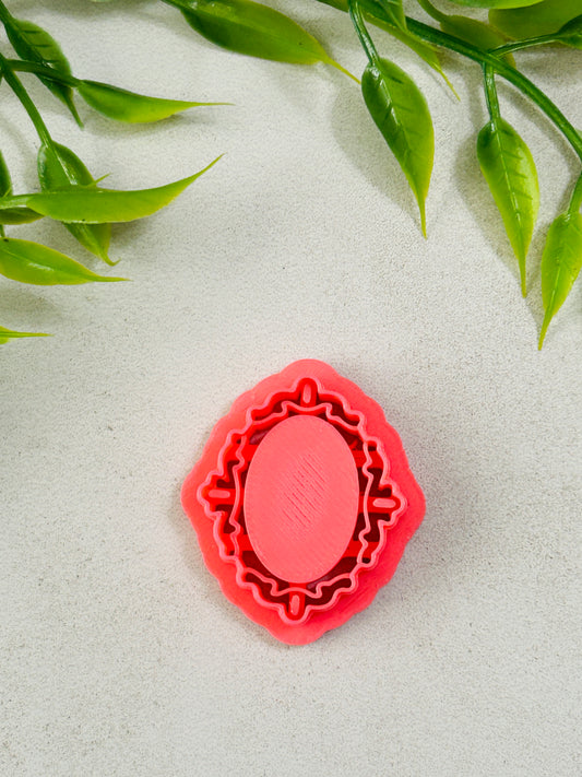 Fancy Decorative Oval Imprint Cameo Frame Style 3 Polymer Clay Cutter Set 5 Sizes You Choose