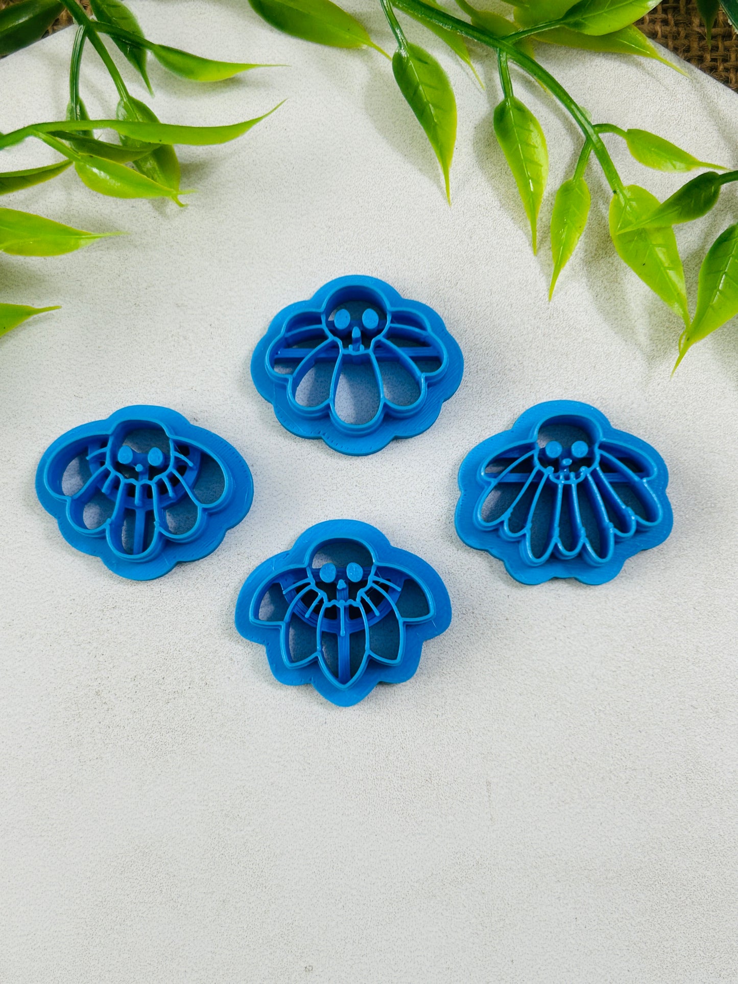Doom Bloom Droopy Skull Half Flower Imprint Polymer Clay Cutter 4 Styles and 5 Sizes YOU CHOOSE