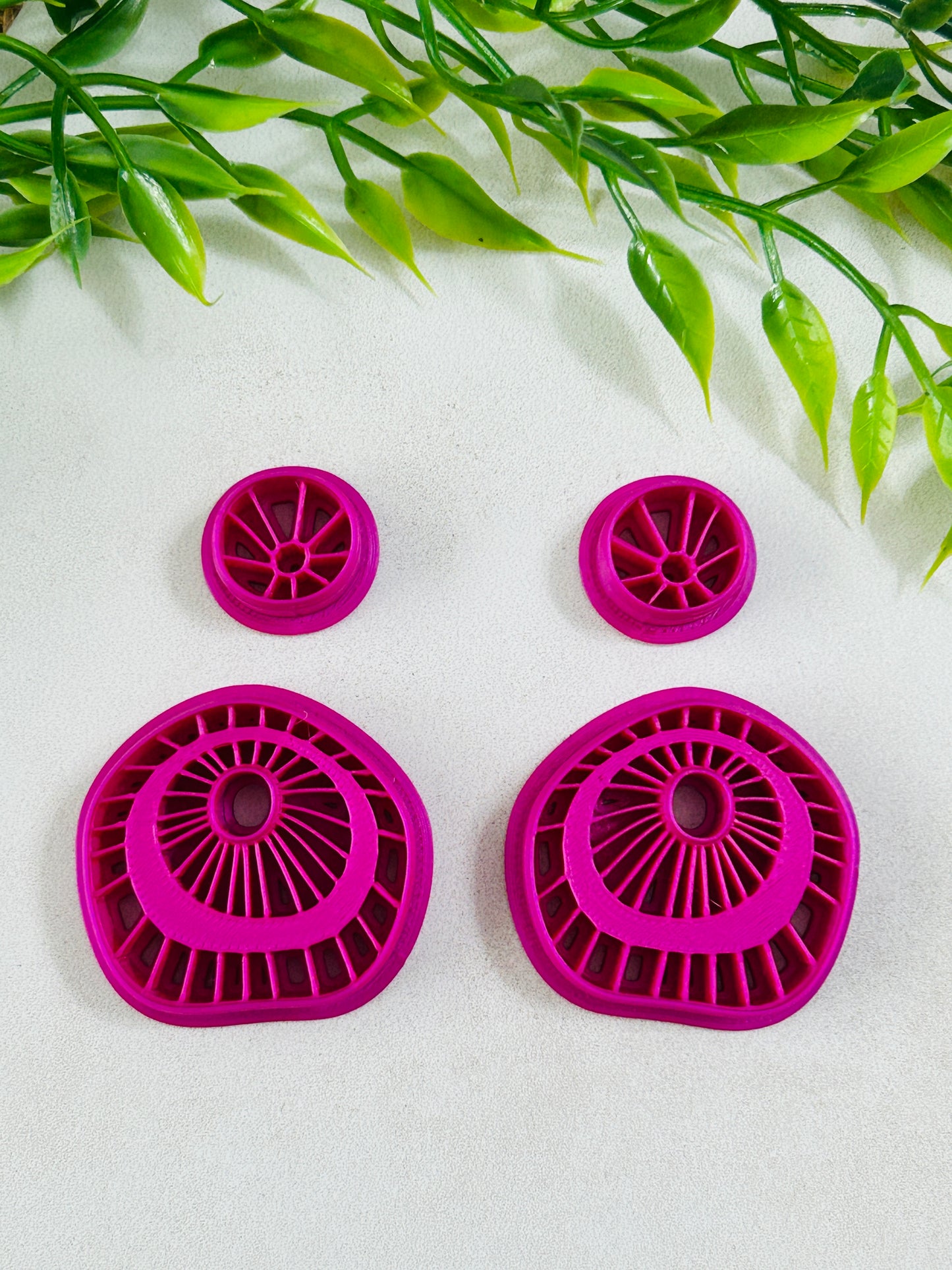 4pc Funky Lined Circles Imprint Polymer Clay Cutter Set