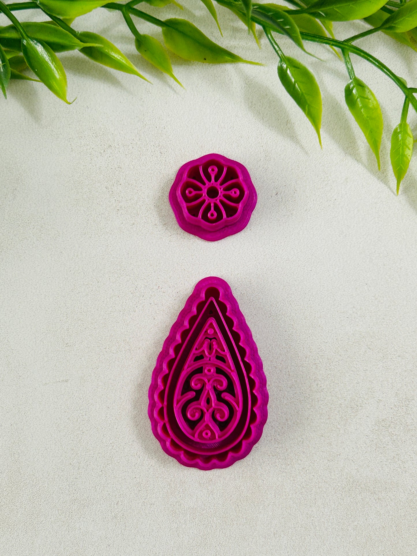 2pc Mehndi Paisley Imprint Polymer Clay Cutter Set