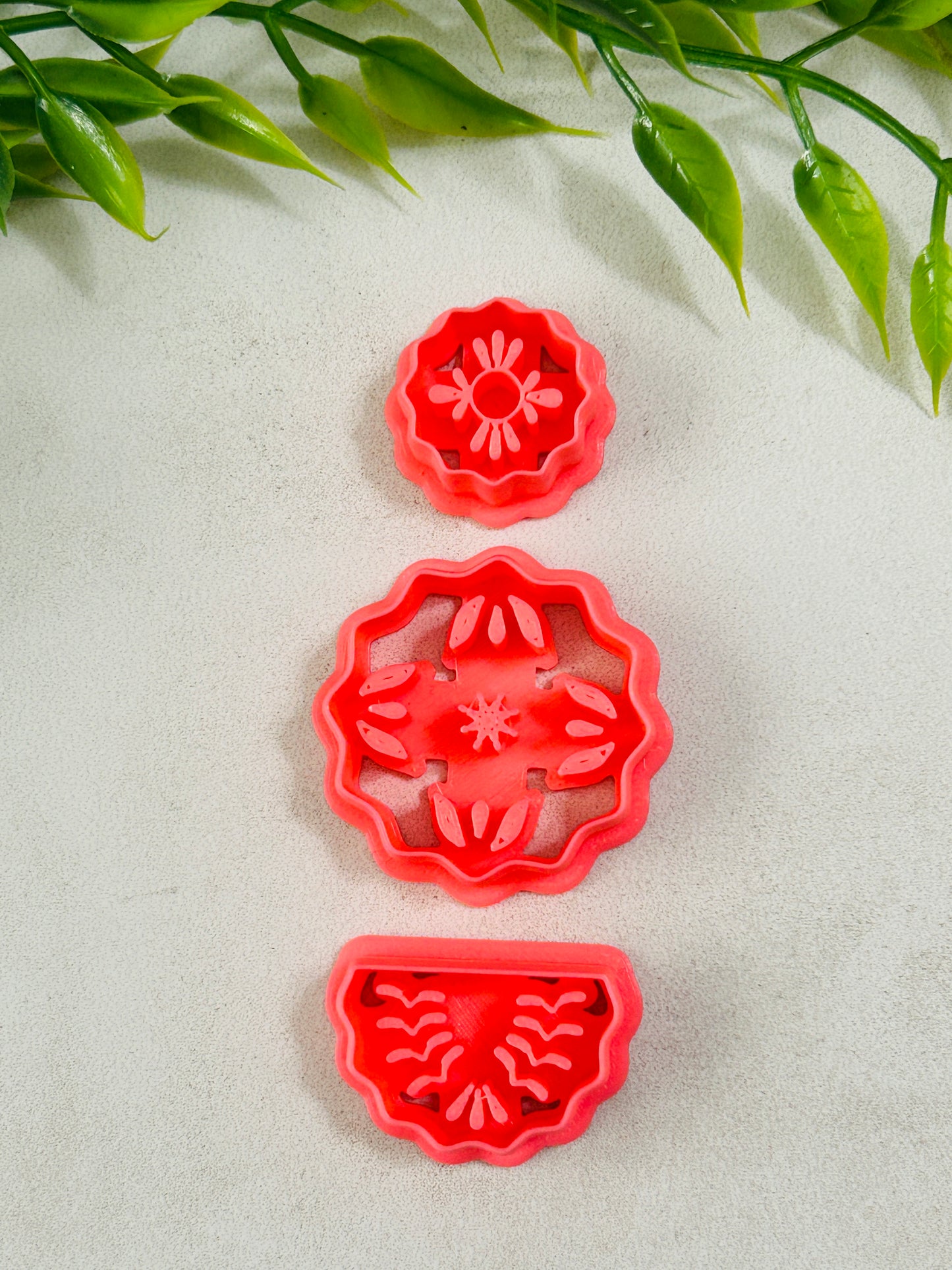 3pc Floral Medallion Dangle Imprint Polymer Clay Cutter Set