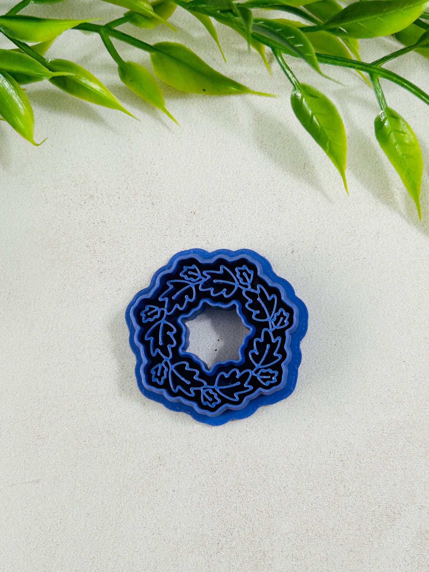 Oak Leaf Wreath Imprint Polymer Clay Cutter Set 2 Sizes YOU CHOOSE