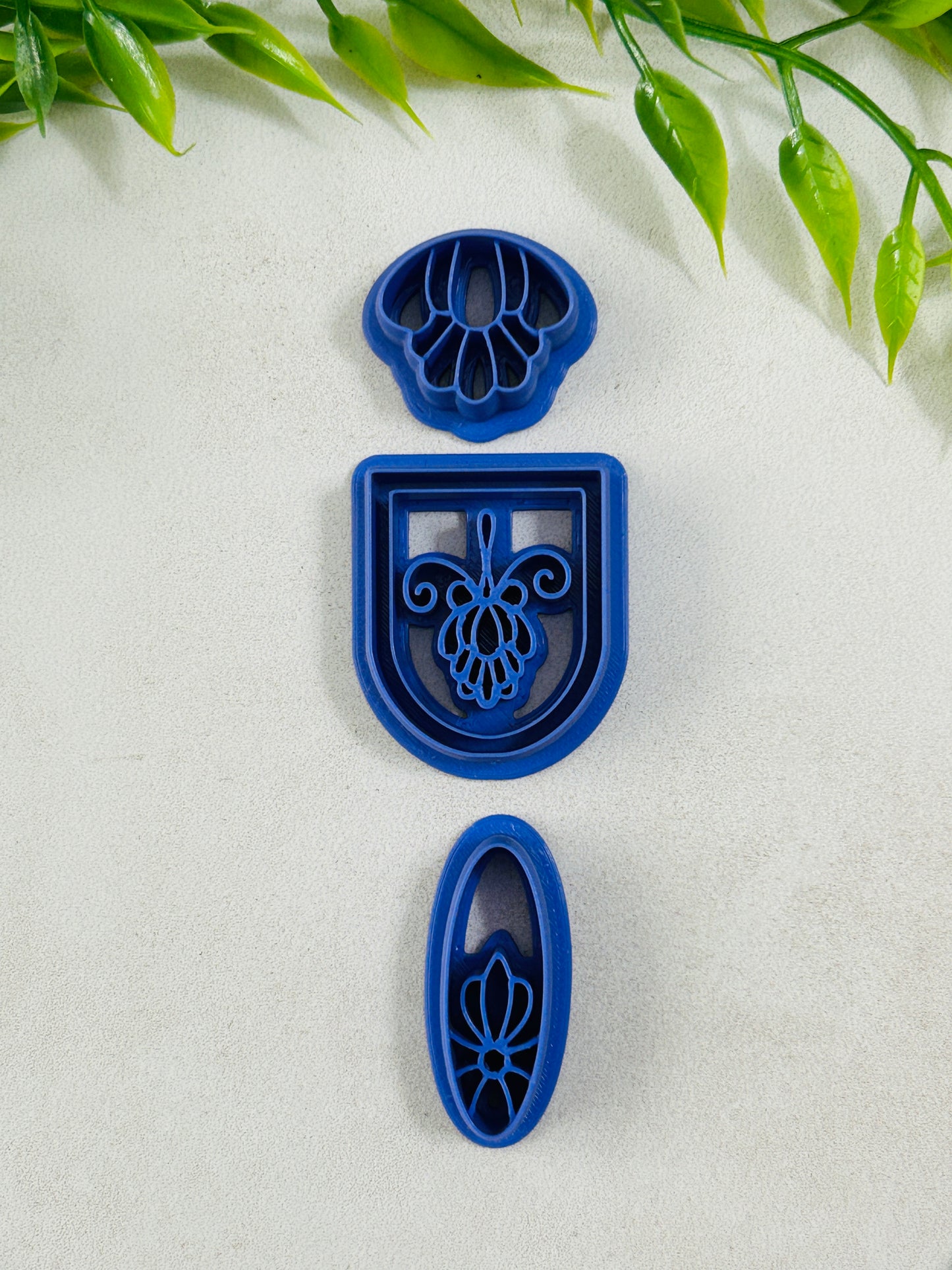 3pc Romantic Floral Dangle Imprint Polymer Clay Cutter Set