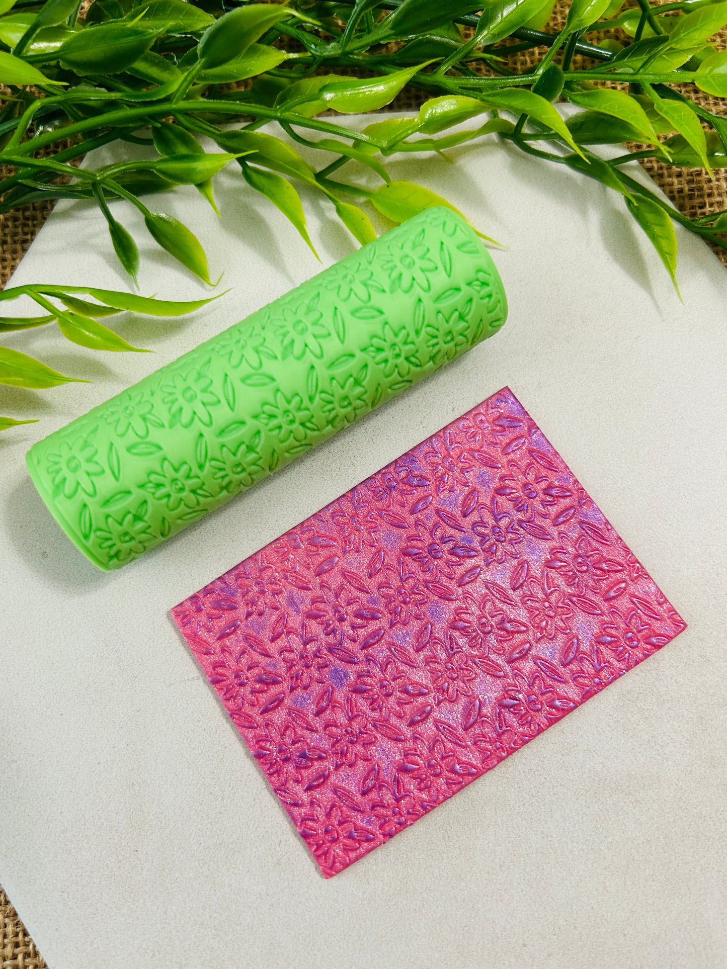 Flower Doodle Pattern Texture Roller For Polymer Clay