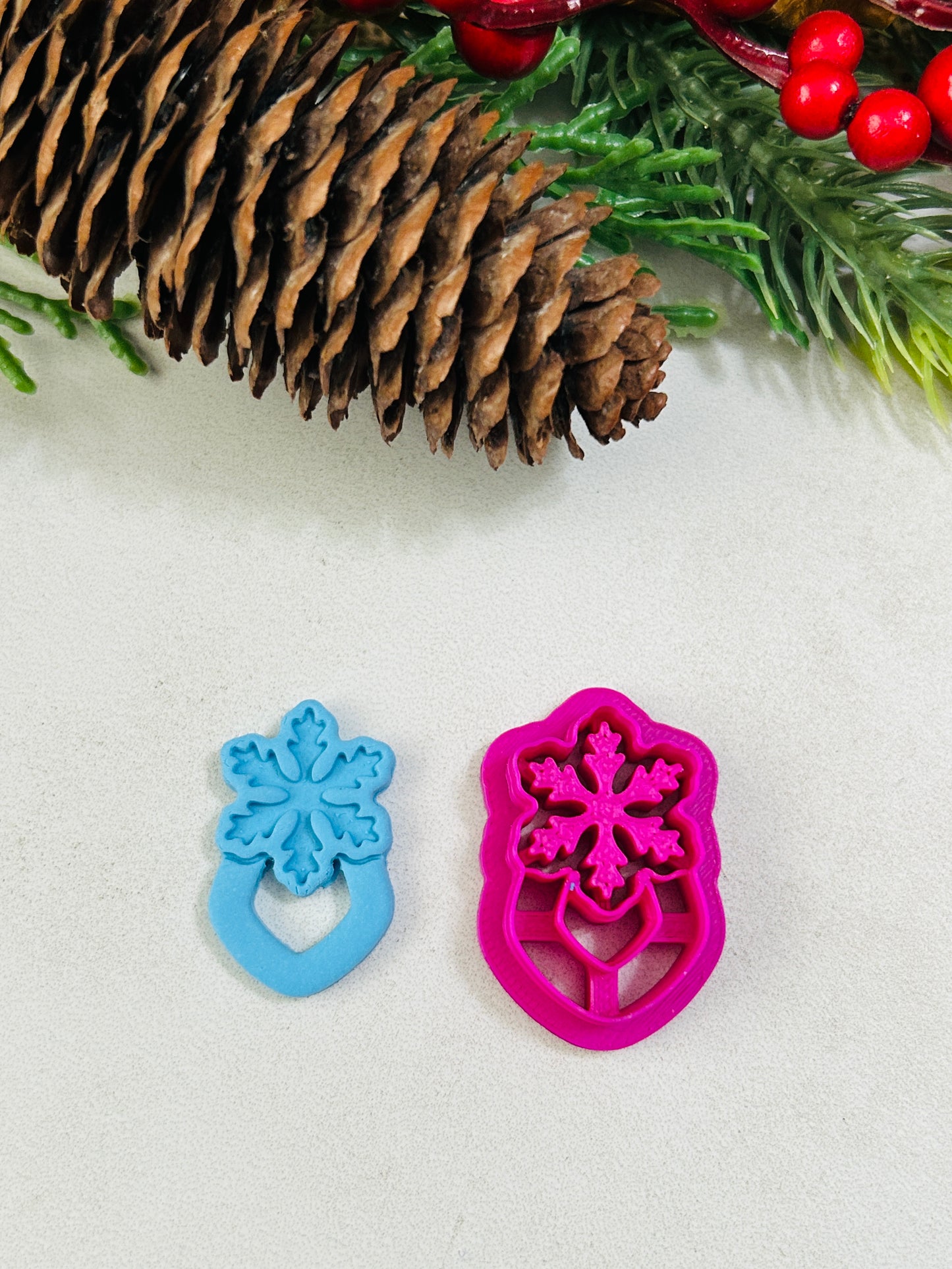 Christmas Snowflake Imprint Dangle Style 1 Polymer Clay Cutter 3 Sizes