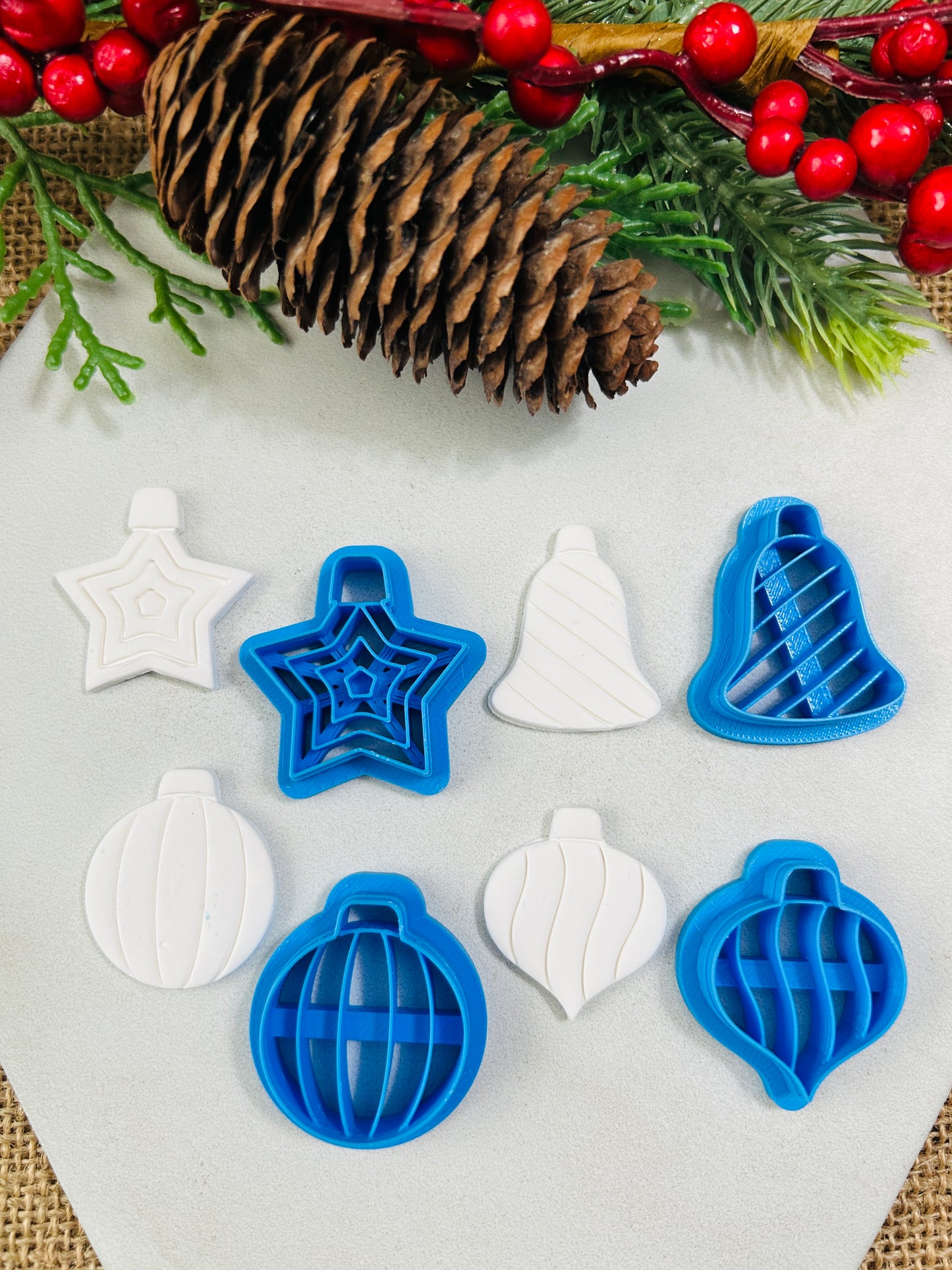 Lined Christmas Bulb Ornaments Polymer Clay Cutter 4 Styles and 4 Sizes YOU CHOOSE