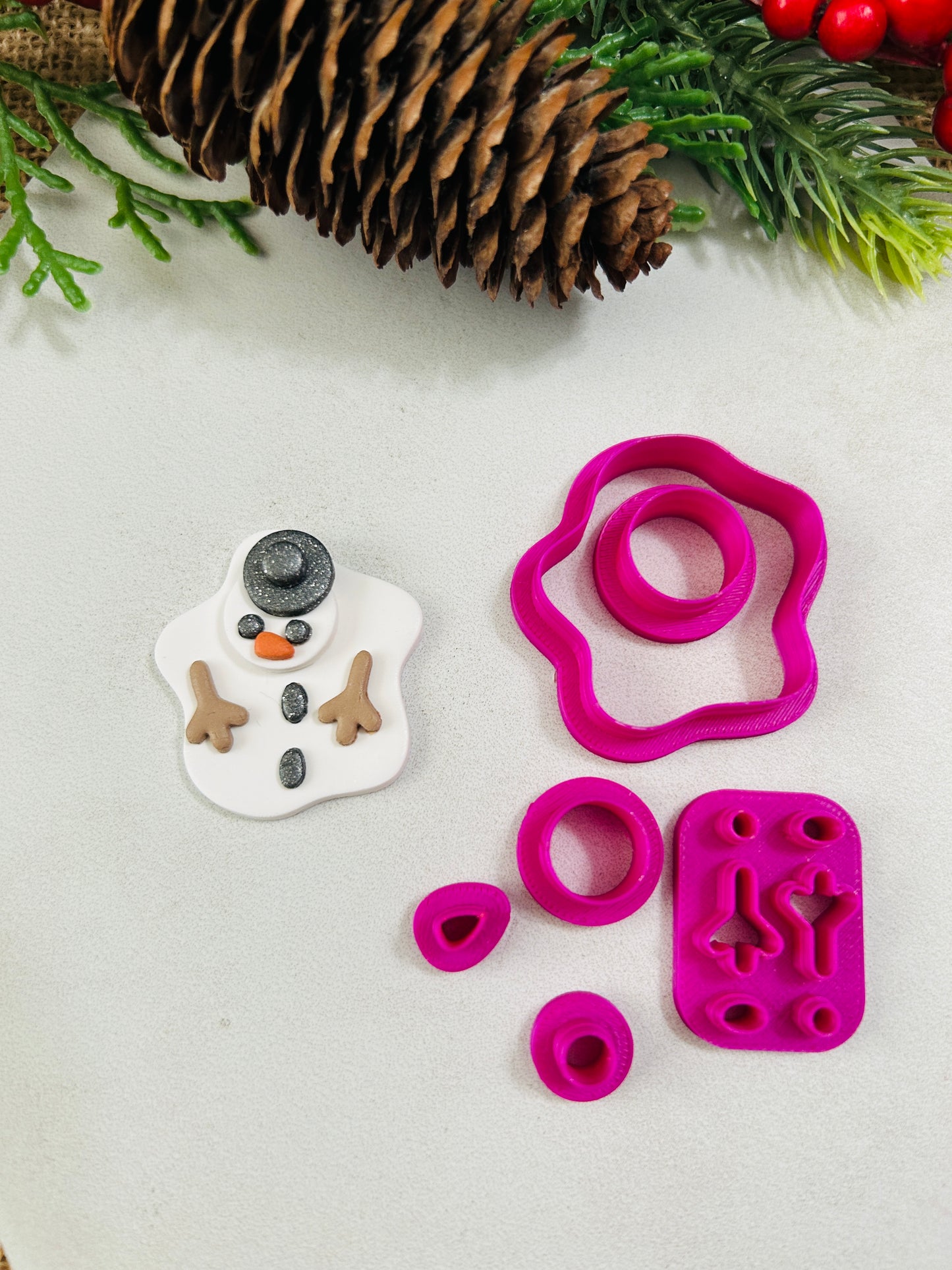 6pc Build a Melted Snowman Polymer Clay Cutter Set 3 Sizes You Choose