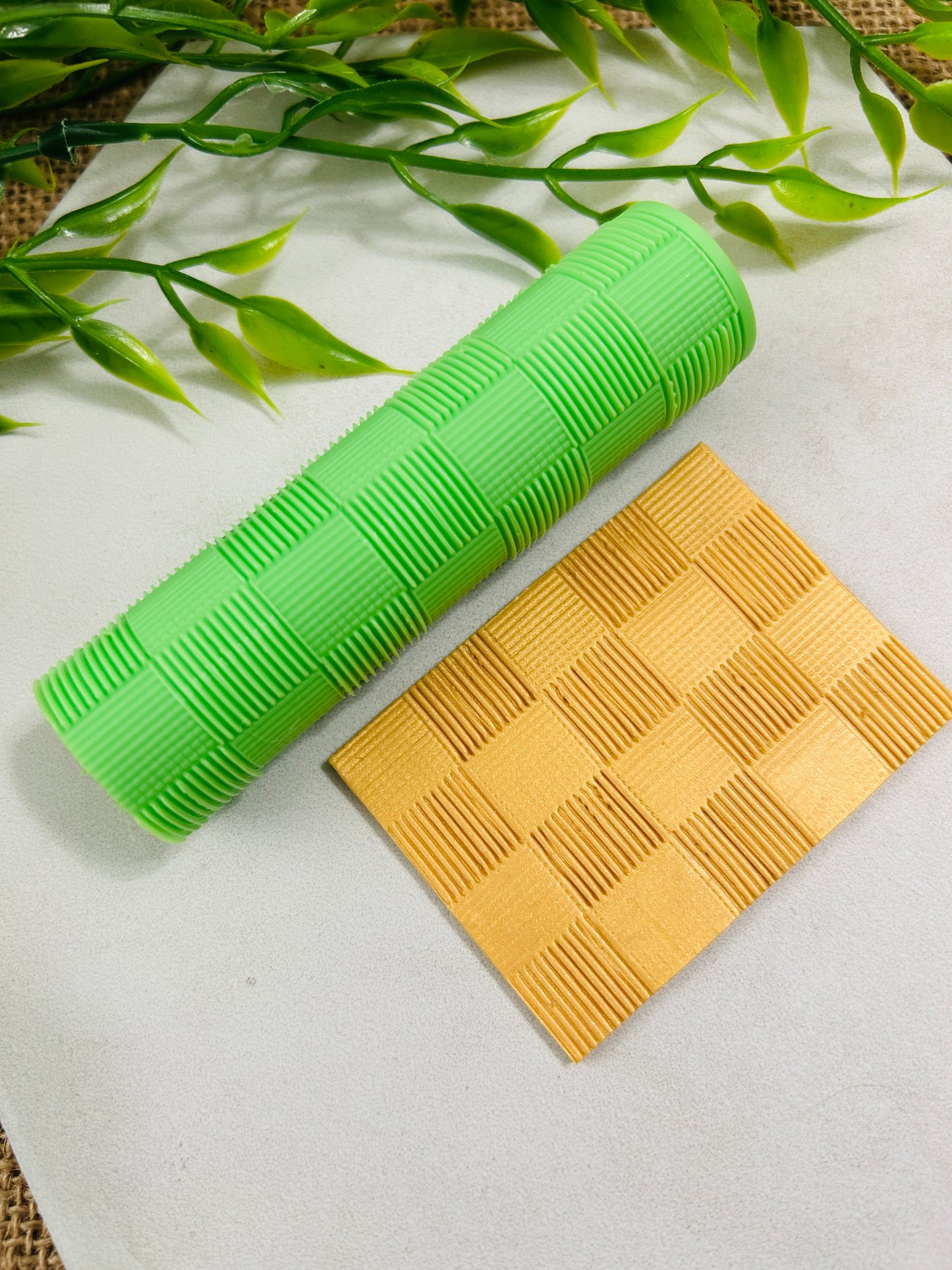 Checkerboard Lines Pattern Texture Roller For Polymer Clay