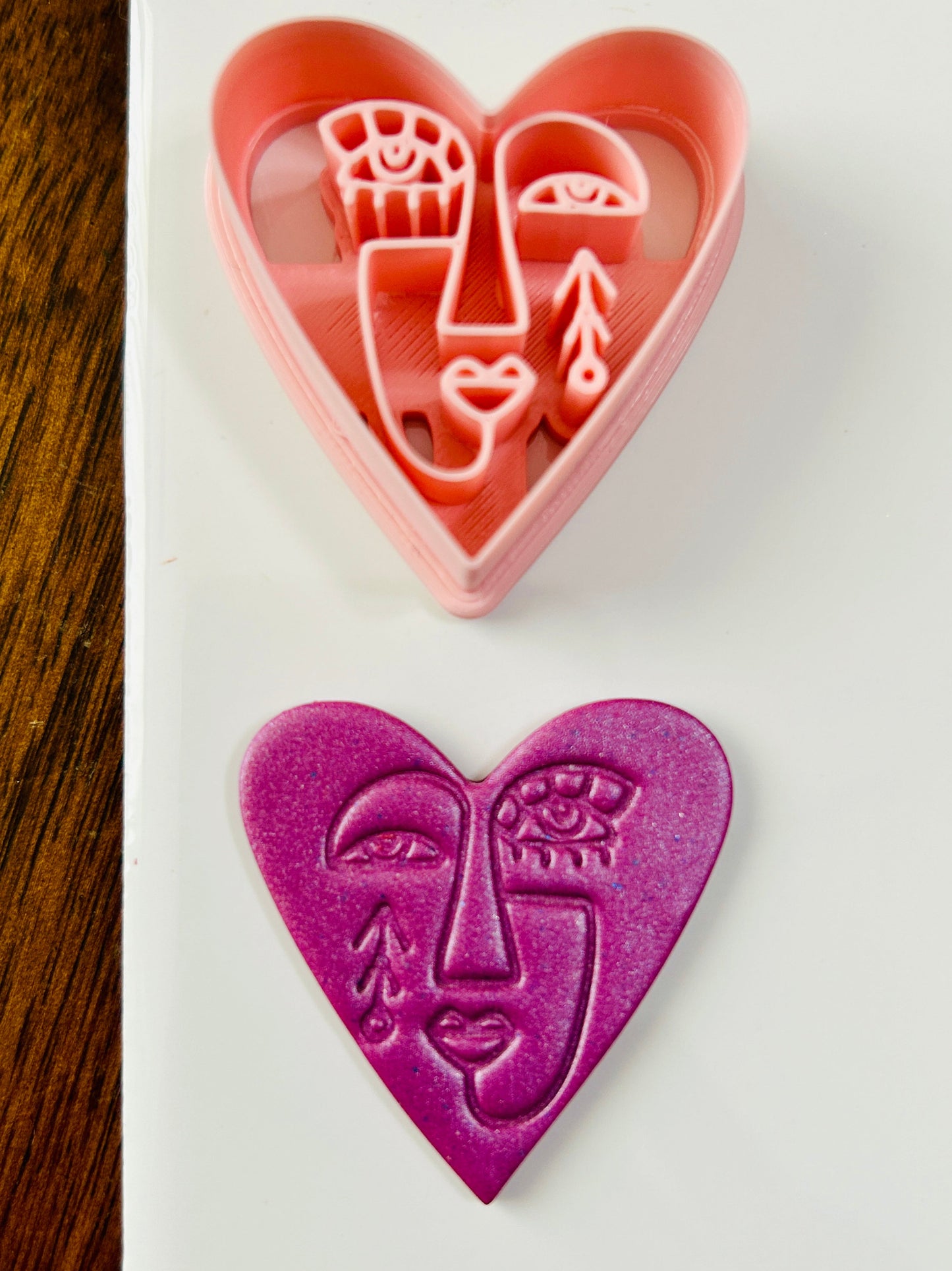 2pc Abstract Artsy Ladies Heart Face Imprint Polymer Clay Cutter 6 Sizes YOU CHOOSE