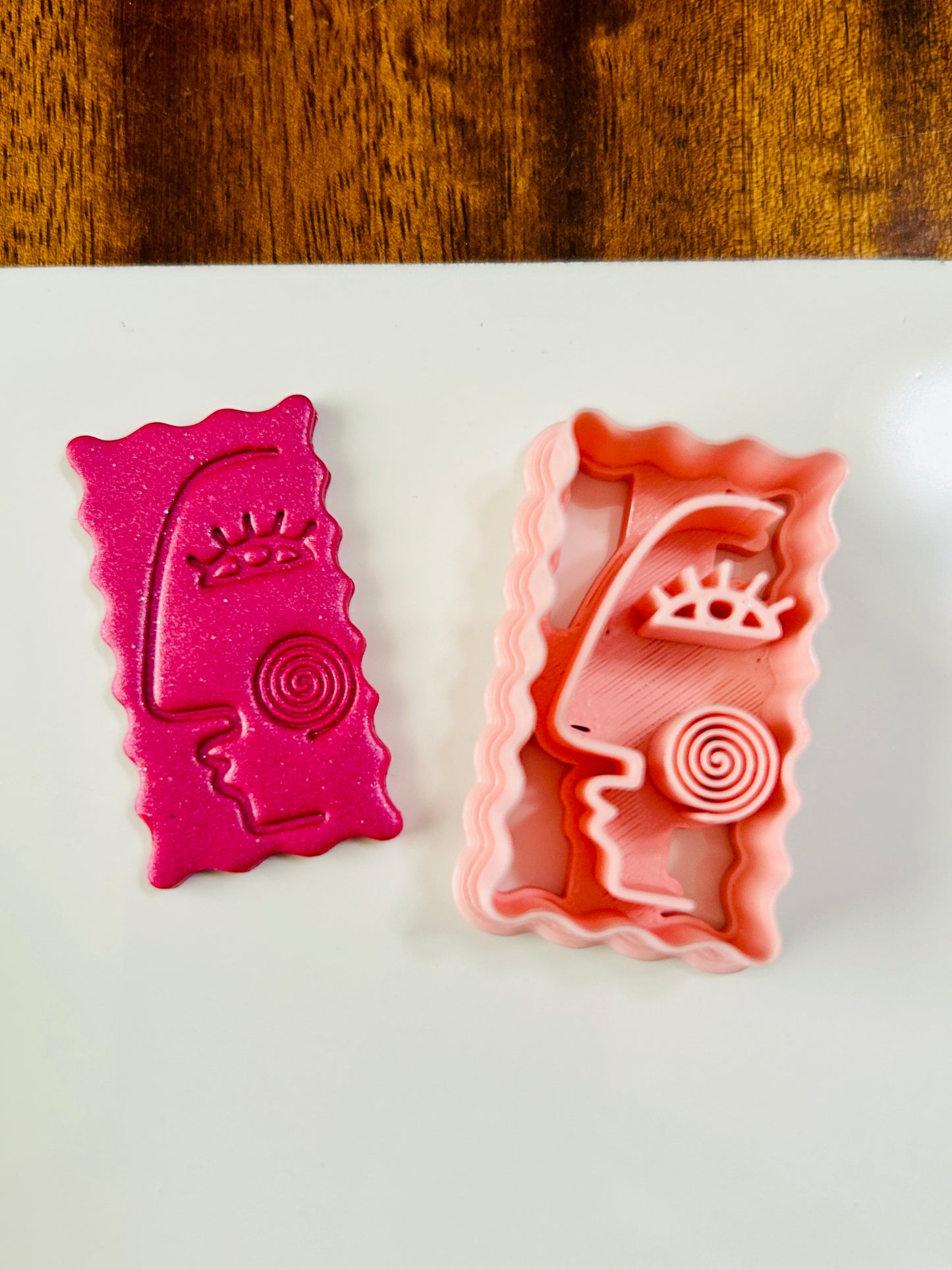 2pc Abstract Artsy Ladies Side Face Imprint Polymer Clay Cutter 6 Sizes YOU CHOOSE