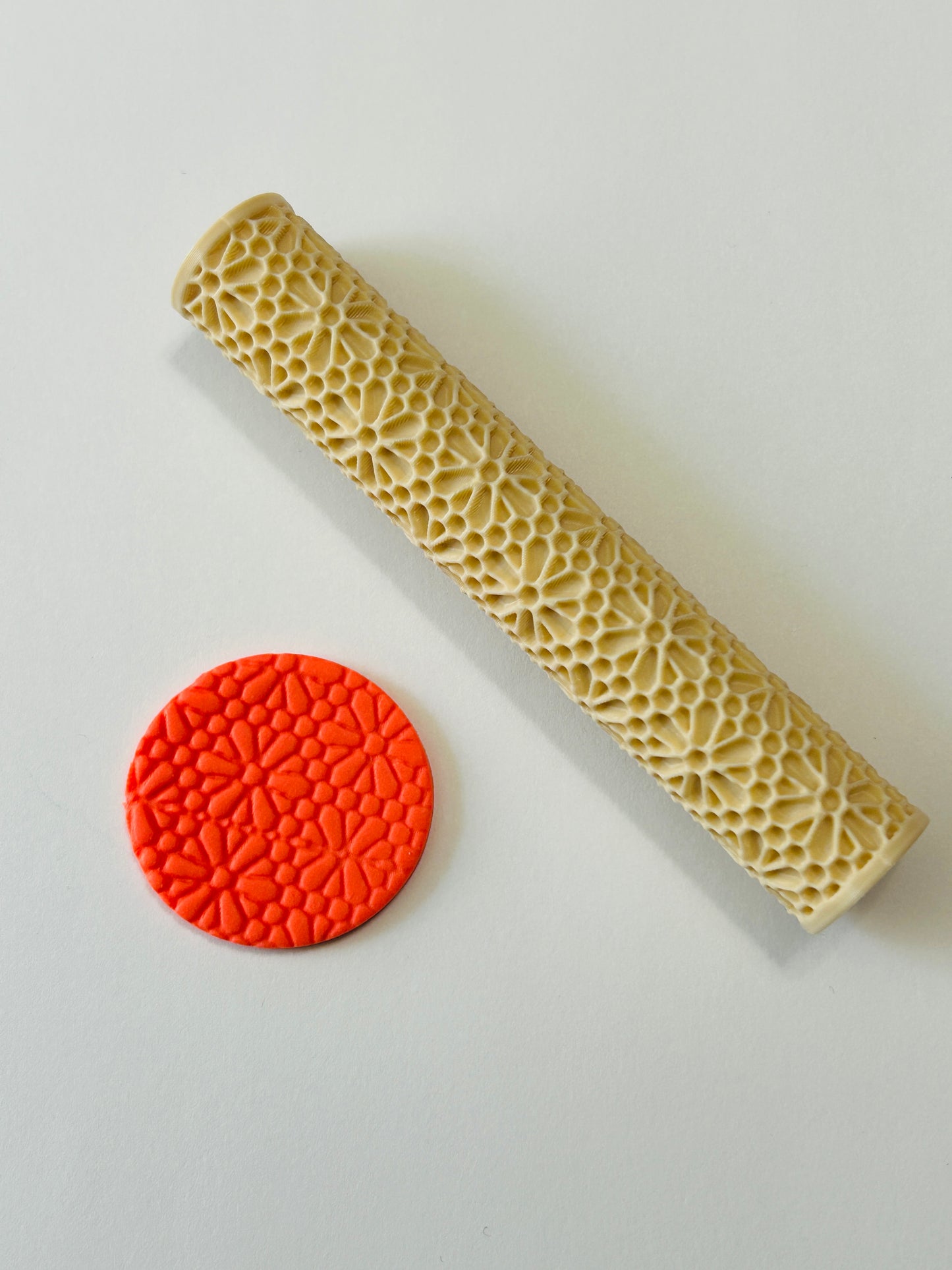 Retro Daisy Flower Pattern Texture Roller For Polymer Clay