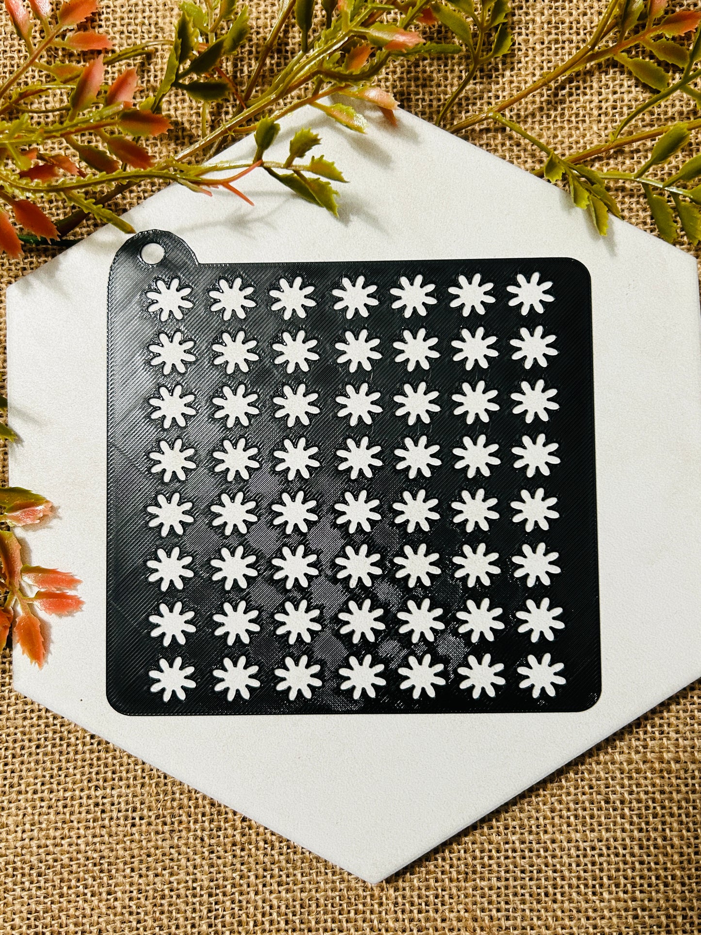Daisy Chain Flower Stencil For Polymer Clay