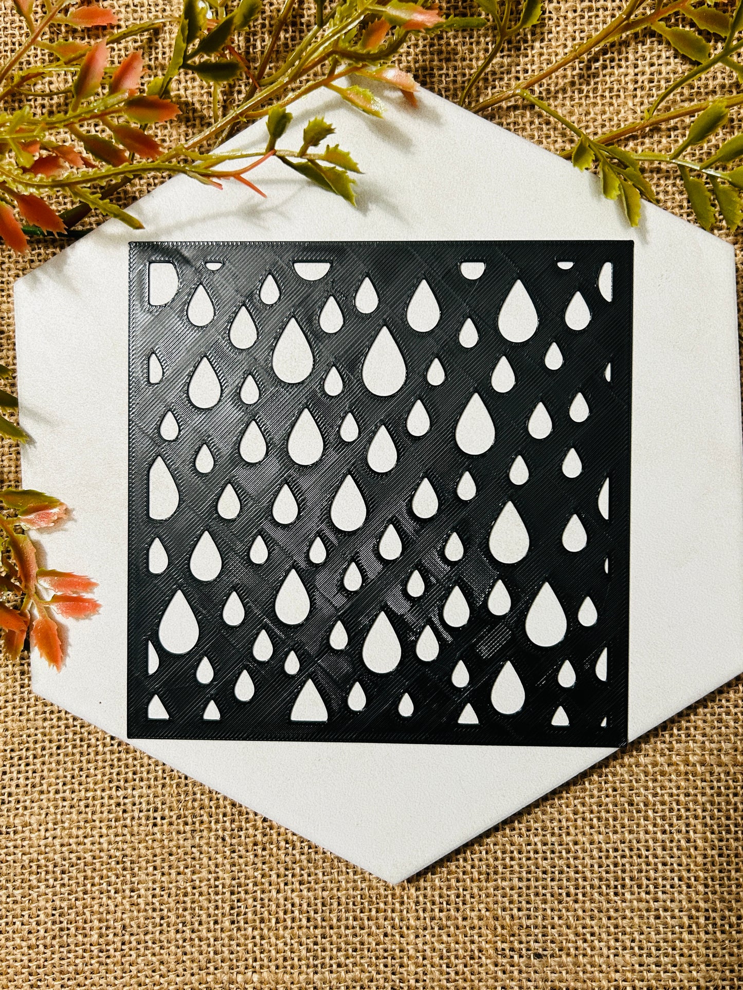 Raindrop Pattern Stencil For Polymer Clay