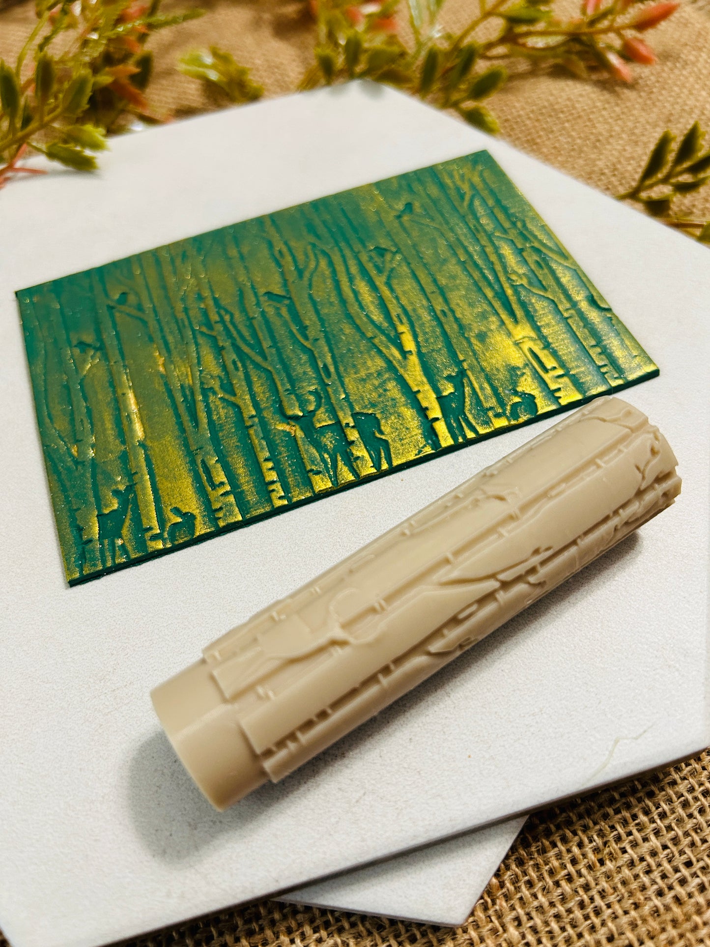 Forest and Woodland Animal Texture Roller For Polymer Clay 2 Sizes YOU CHOOSE