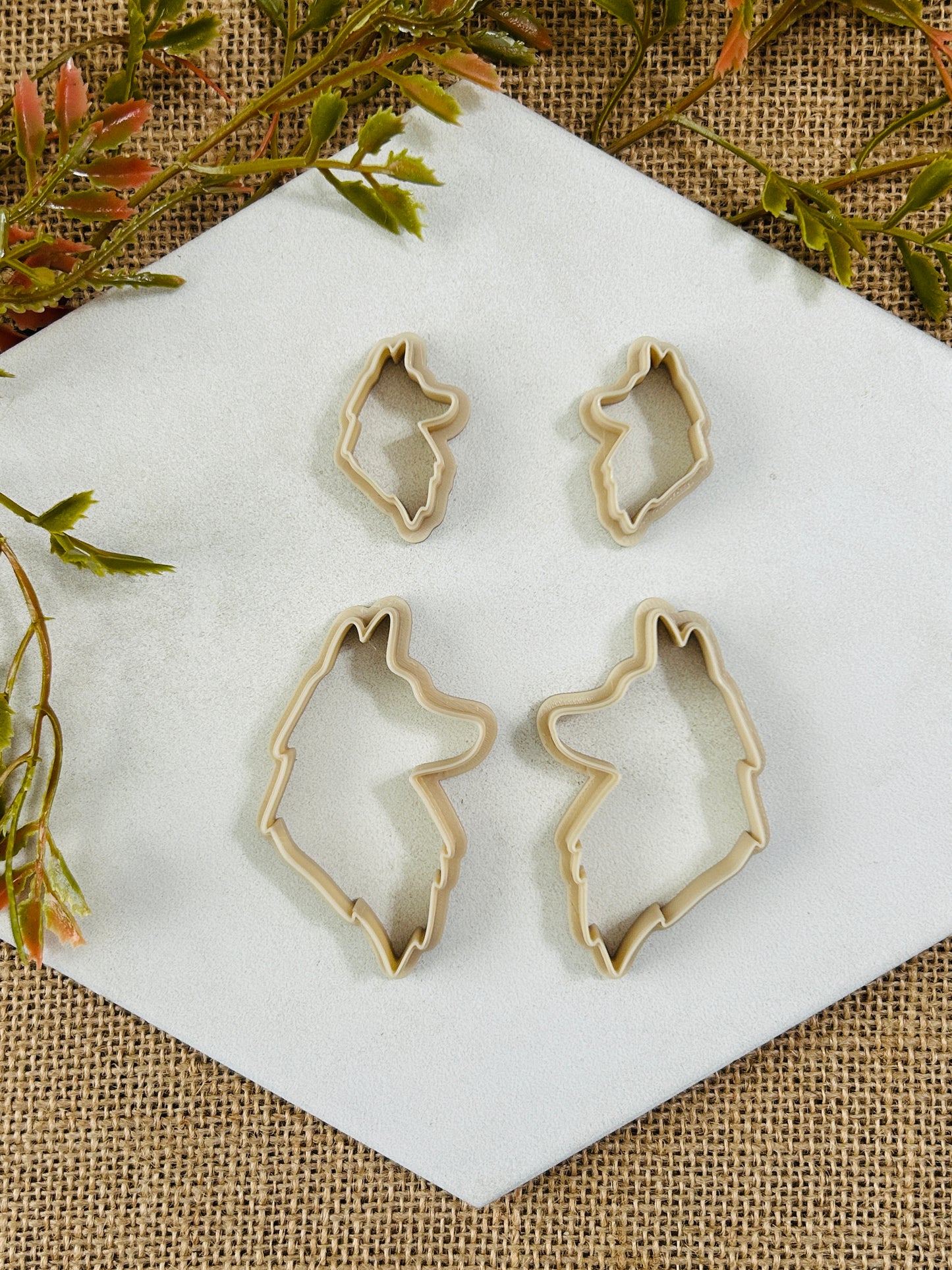 2pc Wolf Dog Profile Outline Cutter Set Polymer Clay Cutter 5 Sizes You Choose