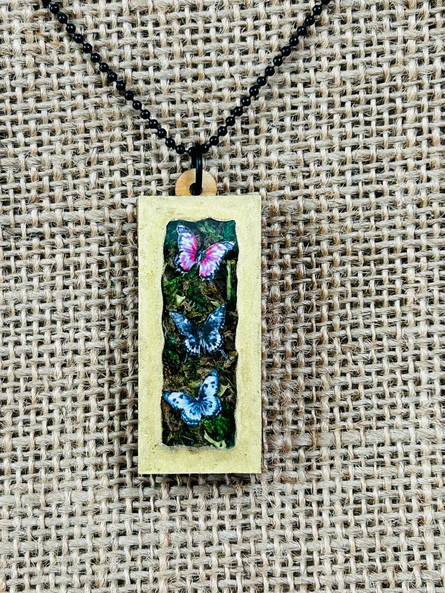 Garden Butterfly Trio Shadowbox Specimen Necklace YOU CHOOSE