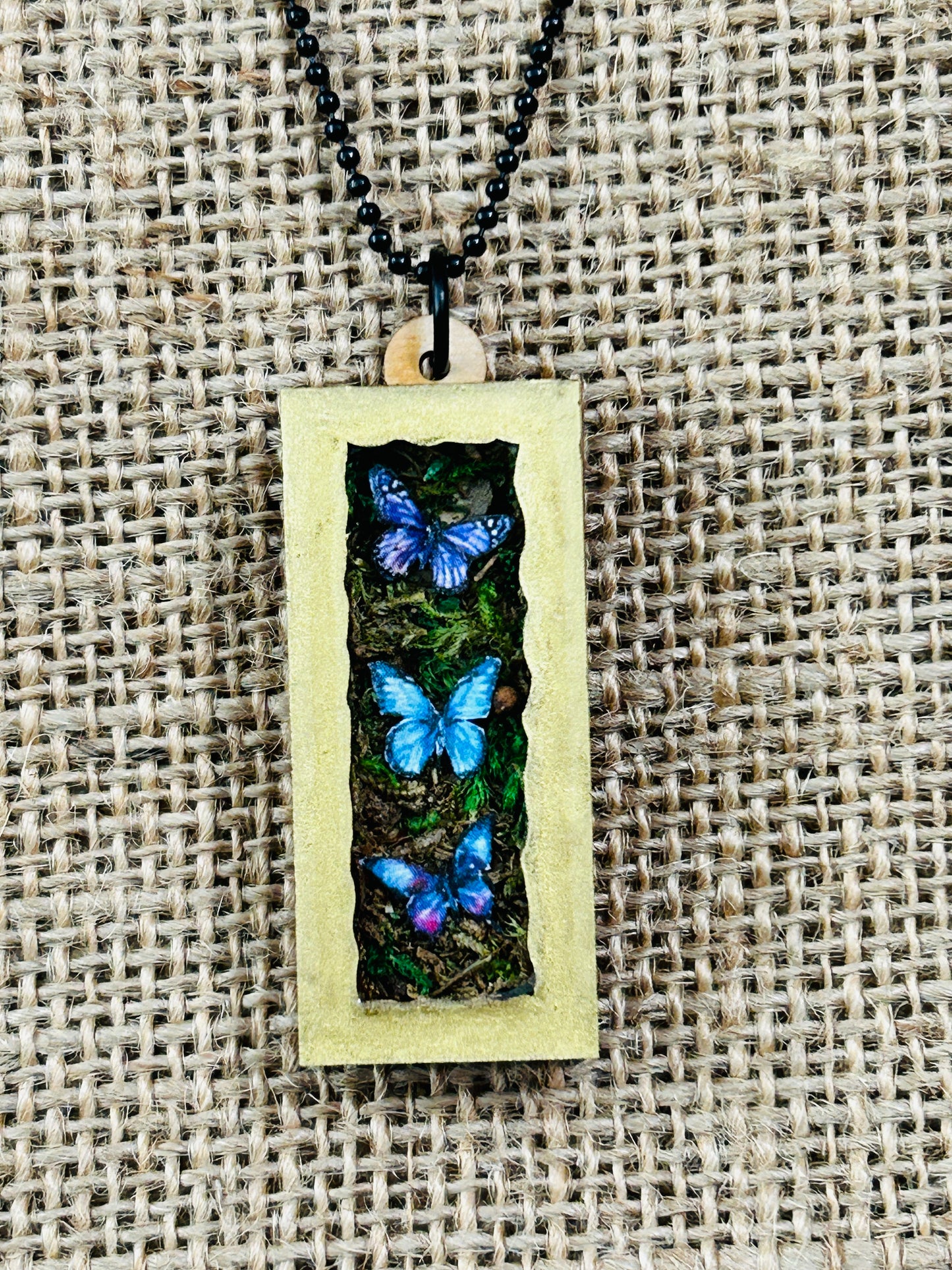 Garden Butterfly Trio Shadowbox Specimen Necklace YOU CHOOSE