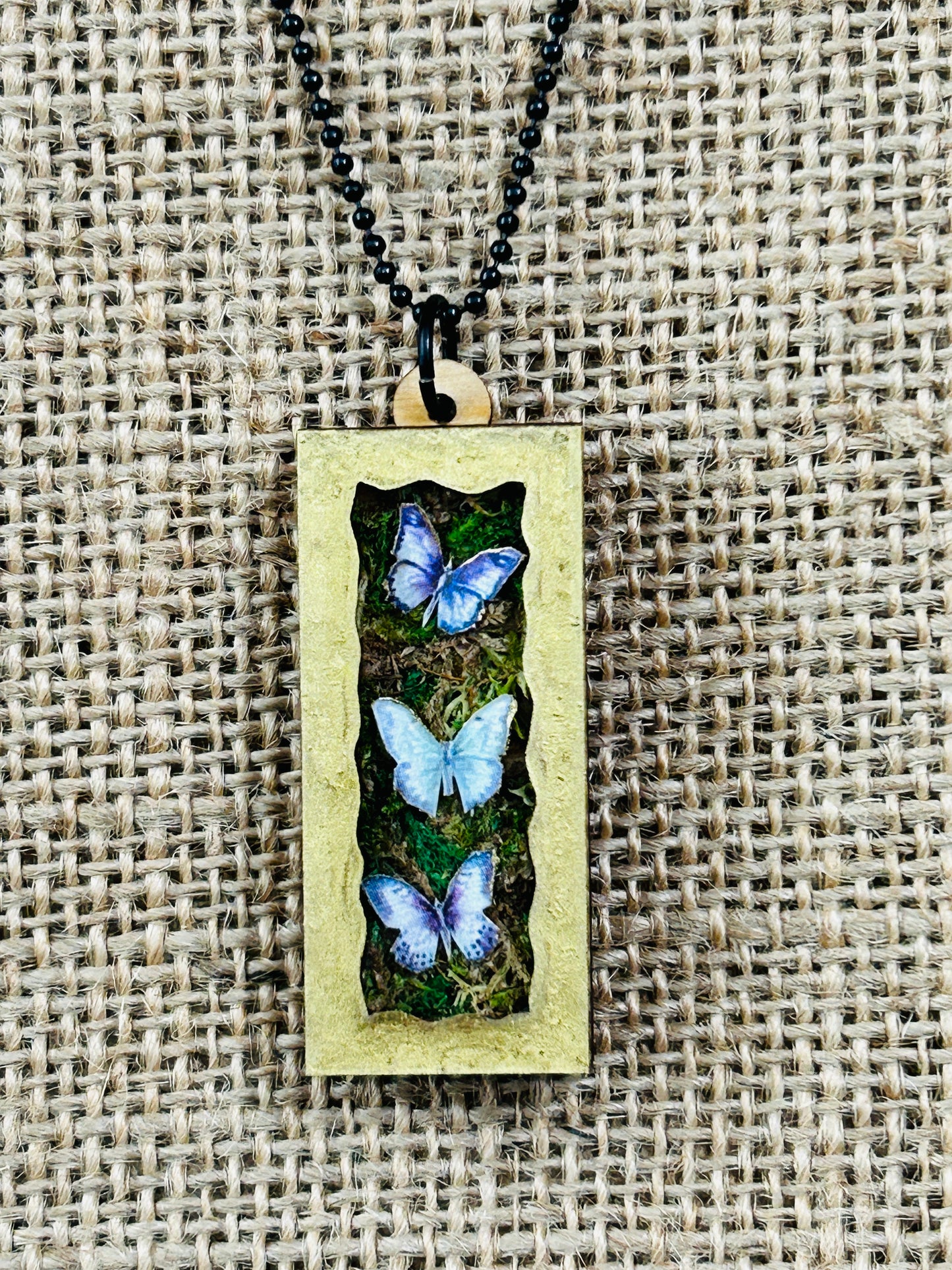Garden Butterfly Trio Shadowbox Specimen Necklace YOU CHOOSE