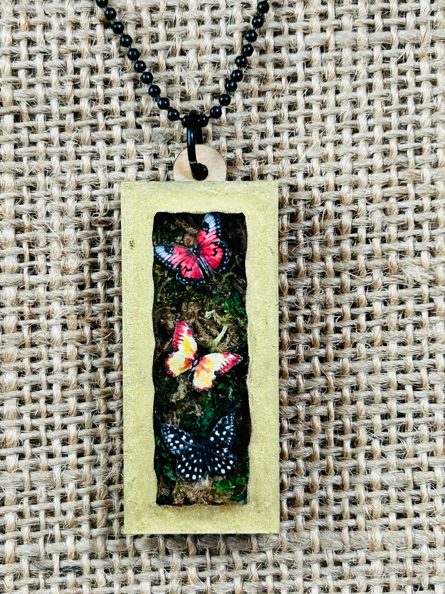 Garden Butterfly Trio Shadowbox Specimen Necklace YOU CHOOSE