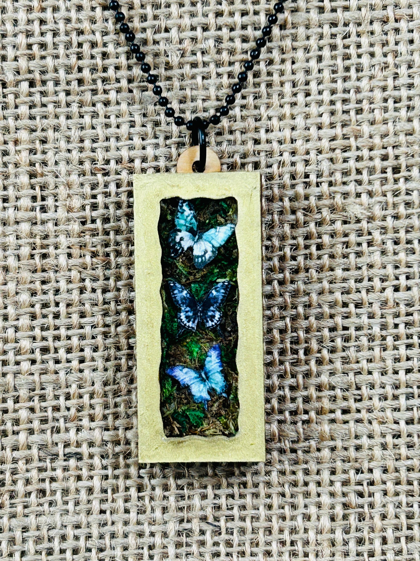 Garden Butterfly Trio Shadowbox Specimen Necklace YOU CHOOSE