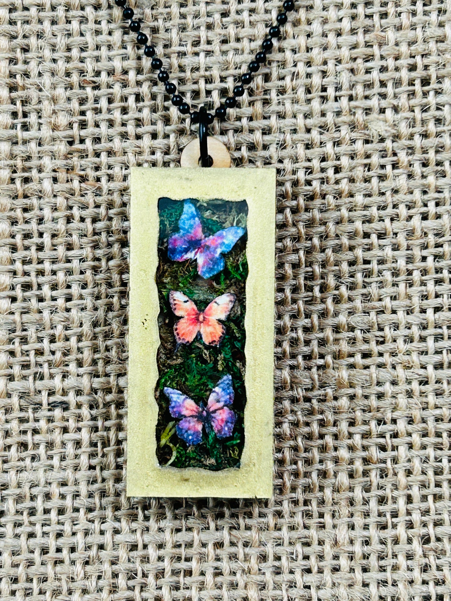 Garden Butterfly Trio Shadowbox Specimen Necklace YOU CHOOSE