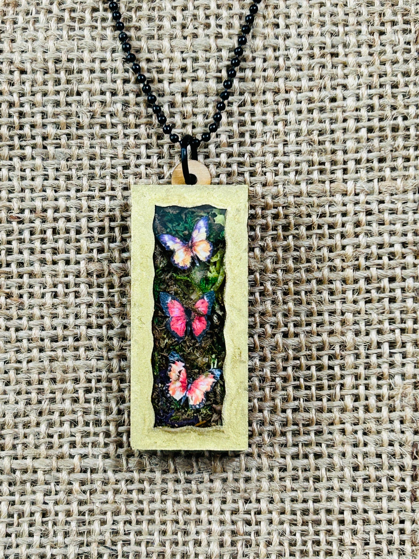 Garden Butterfly Trio Shadowbox Specimen Necklace YOU CHOOSE