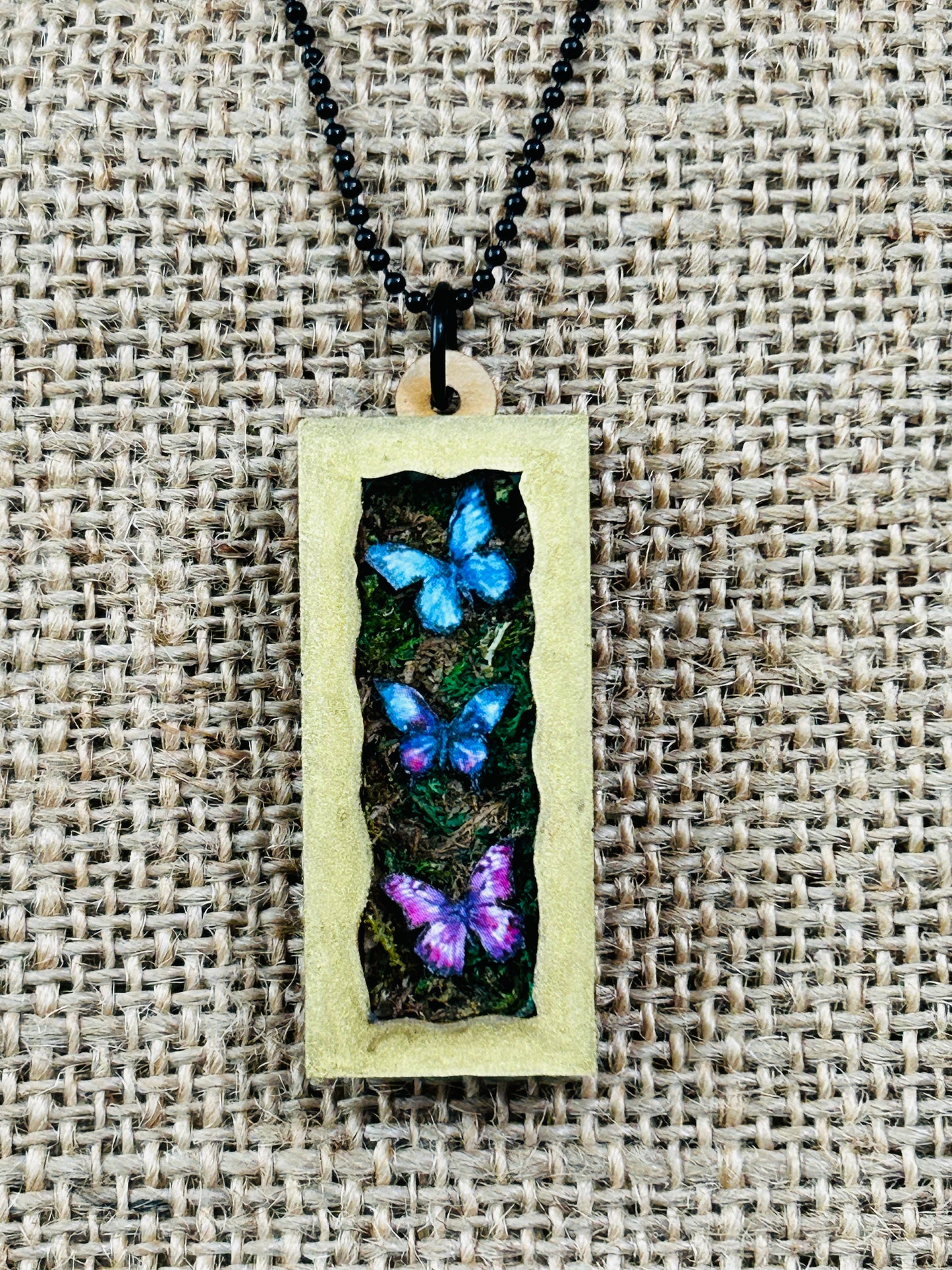 Garden Butterfly Trio Shadowbox Specimen Necklace YOU CHOOSE