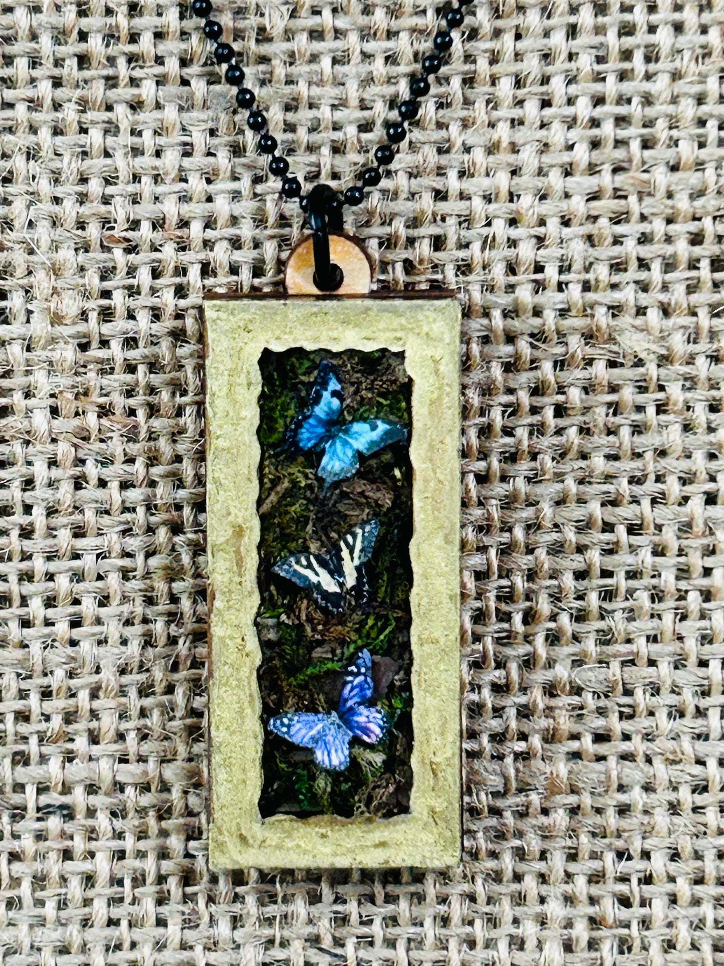 Garden Butterfly Trio Shadowbox Specimen Necklace YOU CHOOSE