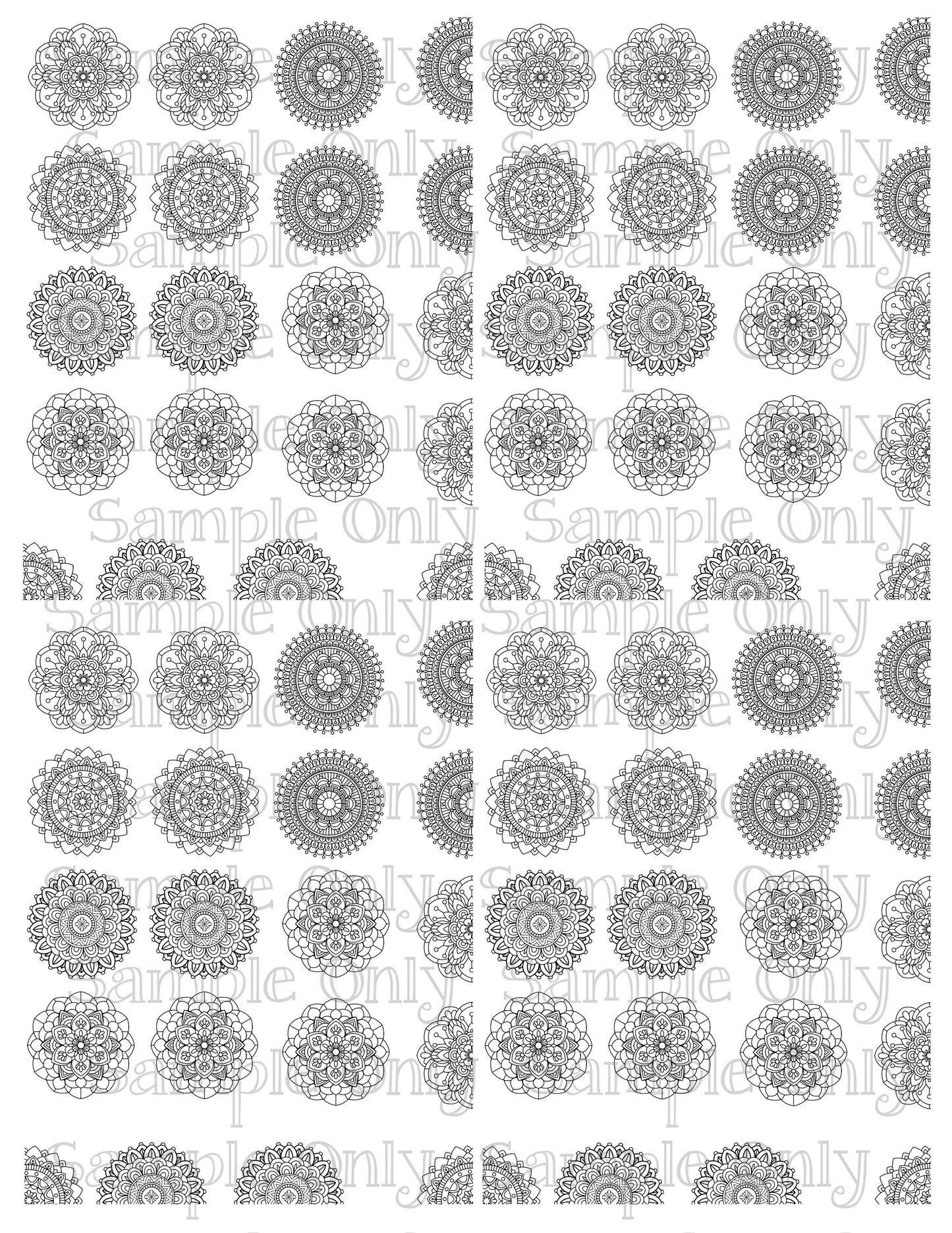 1 inch Mandala Circles Image Sheet For Polymer Clay Transfer Decal DIGITAL FILE OR PRINTED