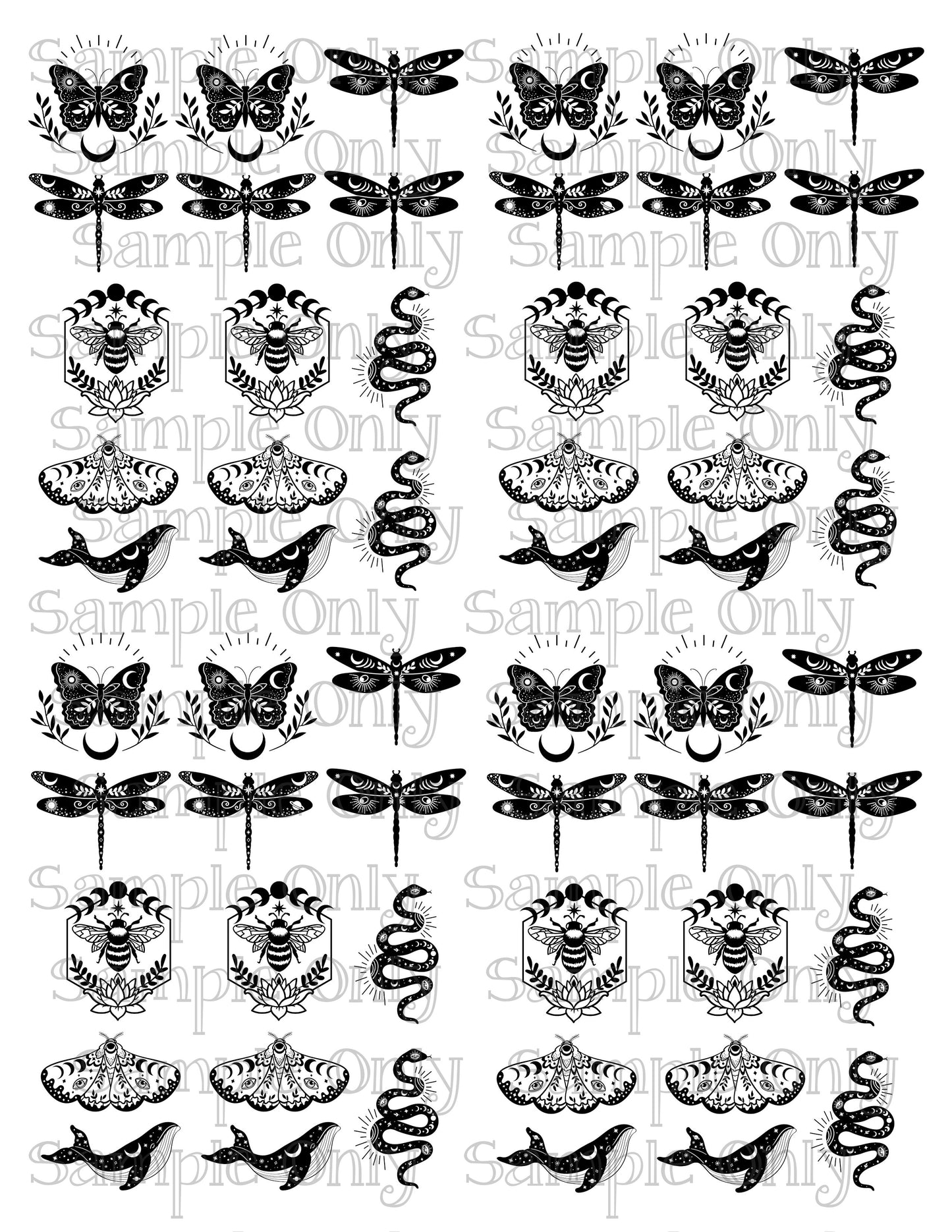 Mystical Insects DIGITAL OR PRINTED Image Transfer Sheet For Polymer Clay