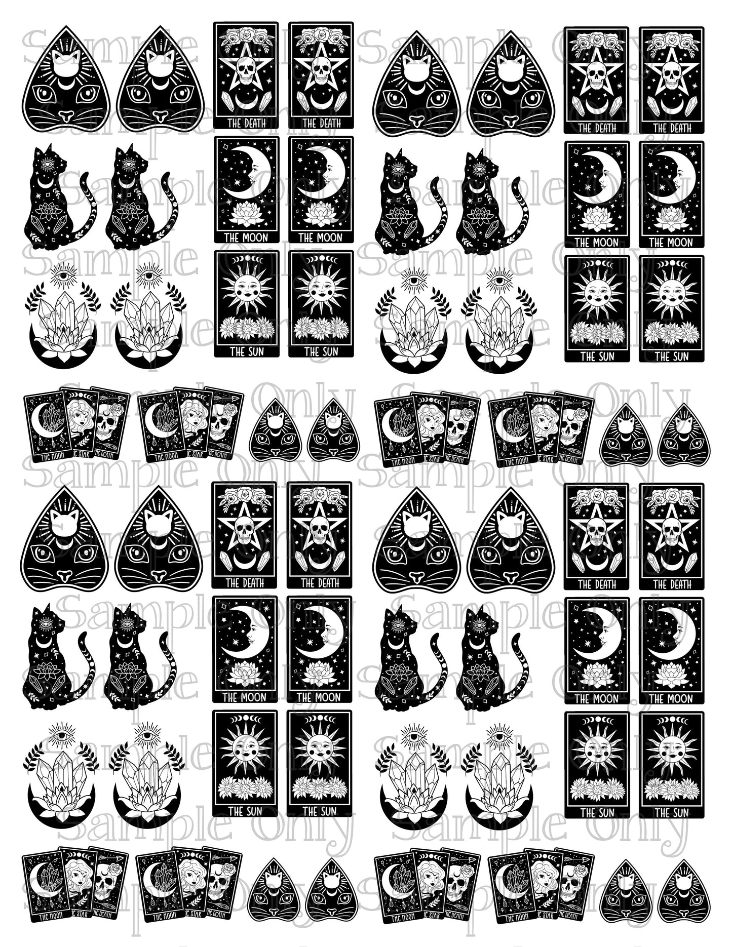 Mystical Tarot Witchy Magic DIGITAL OR PRINTED Image Transfer Sheet For Polymer Clay