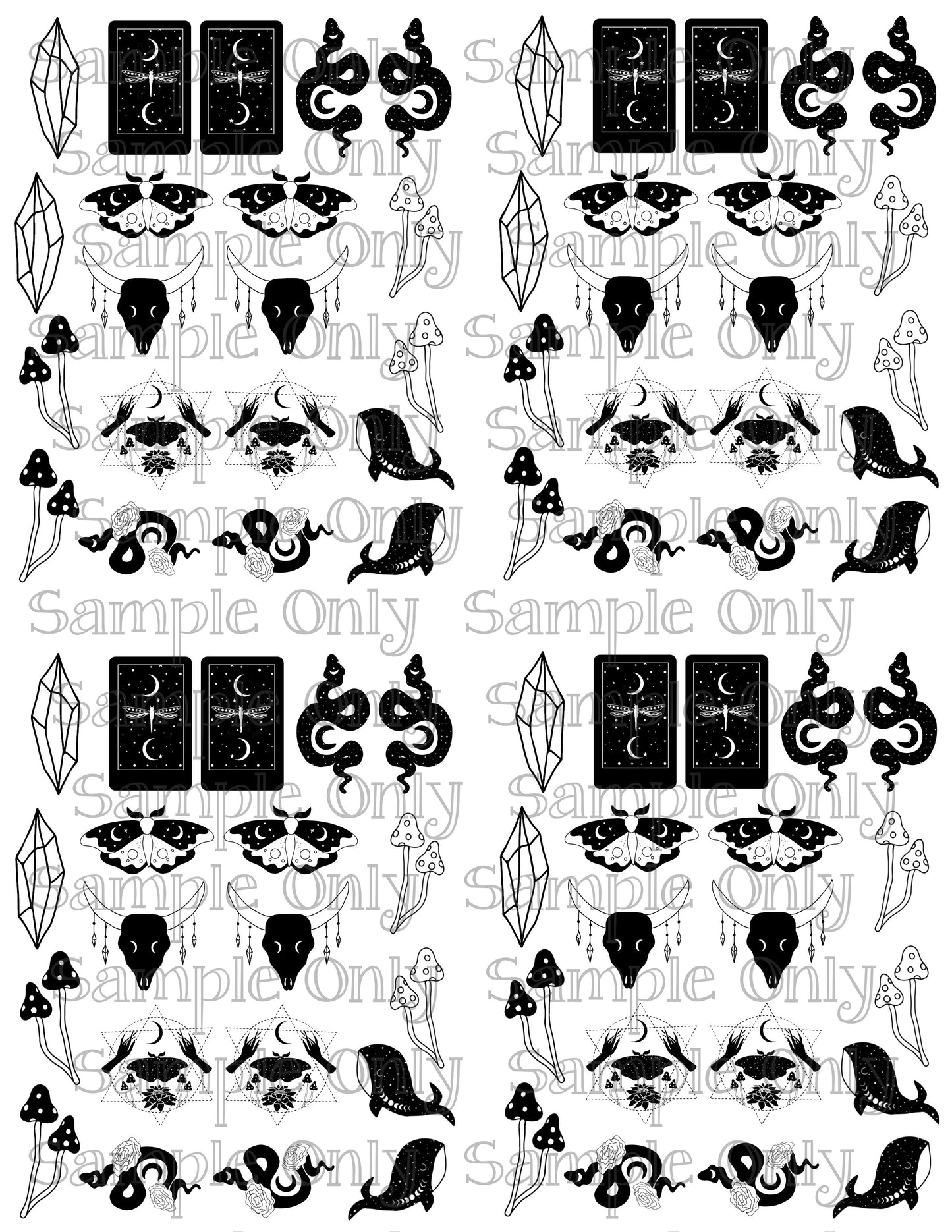 Mystical Insects Set 2 DIGITAL OR PRINTED Image Transfer Sheet For Polymer Clay